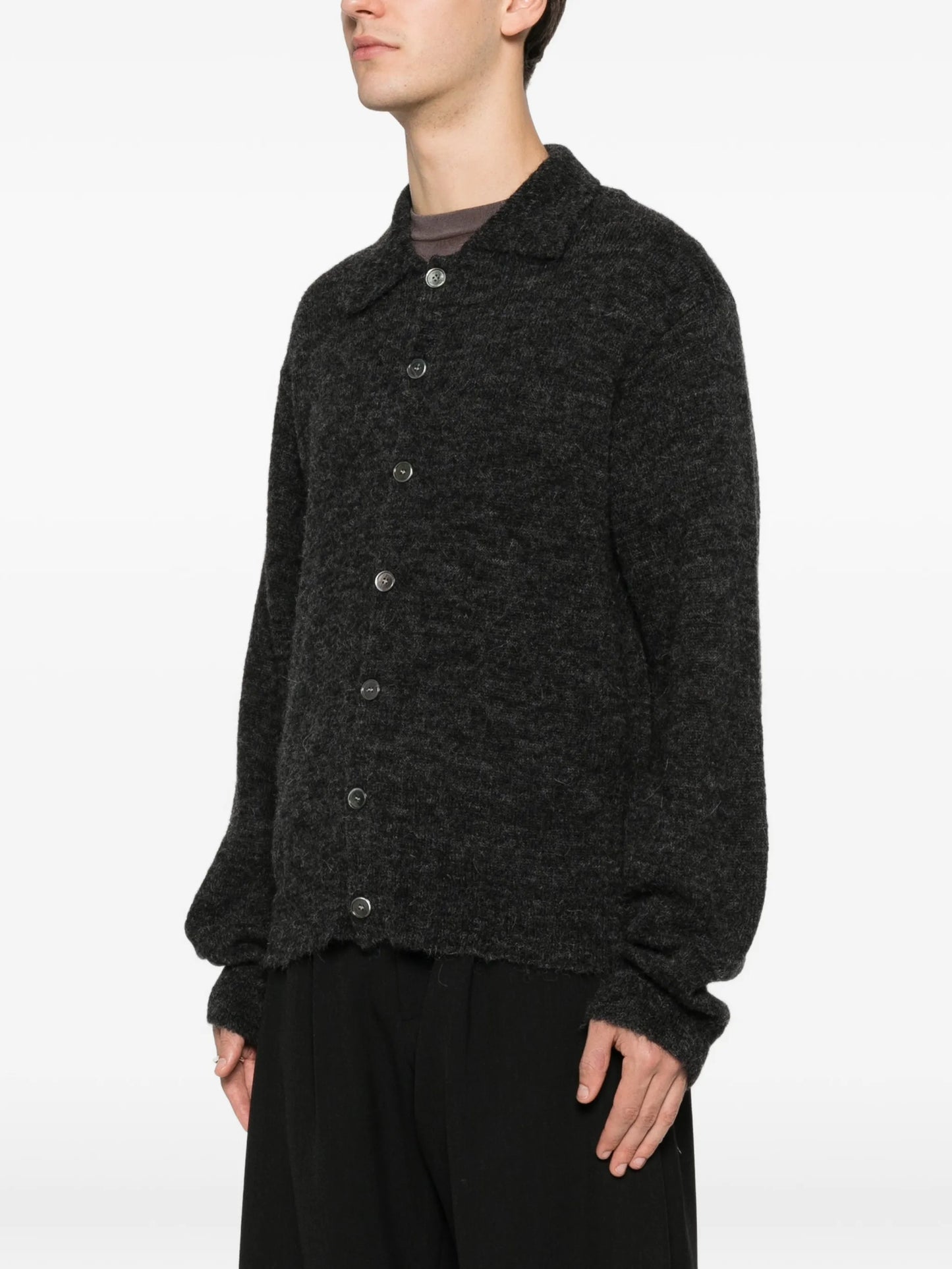 polo-collar cardigan