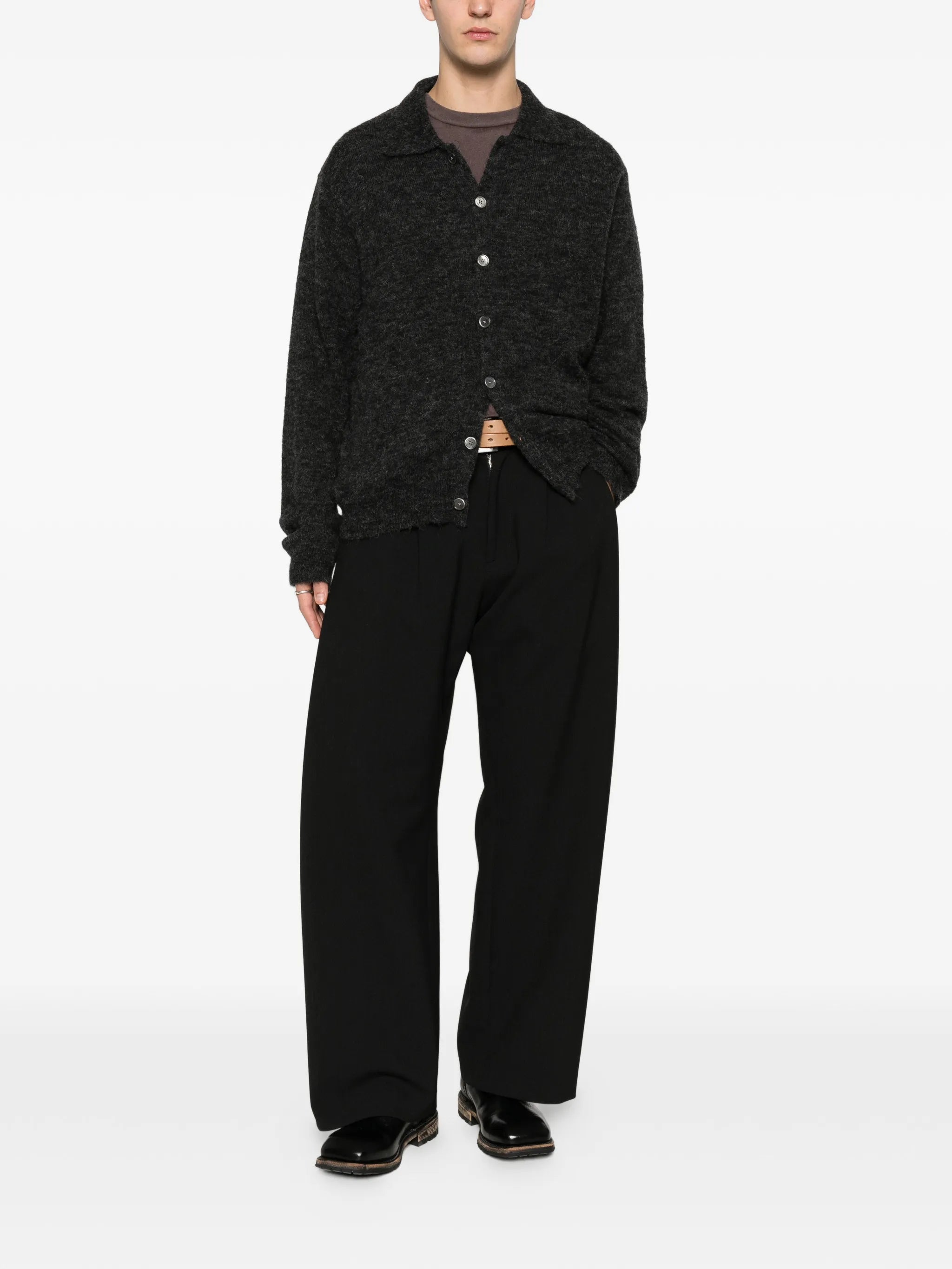 polo-collar cardigan