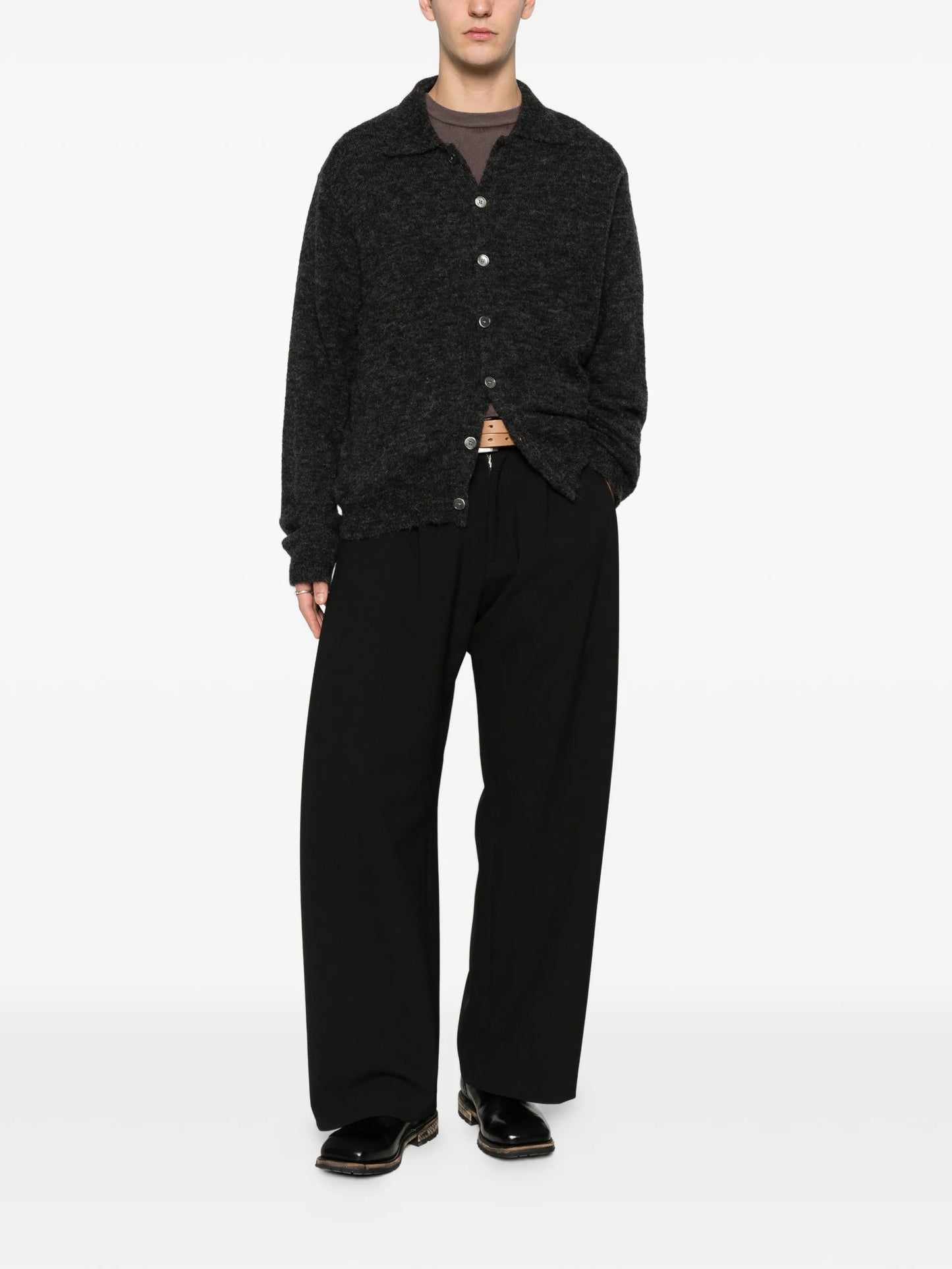 polo-collar cardigan