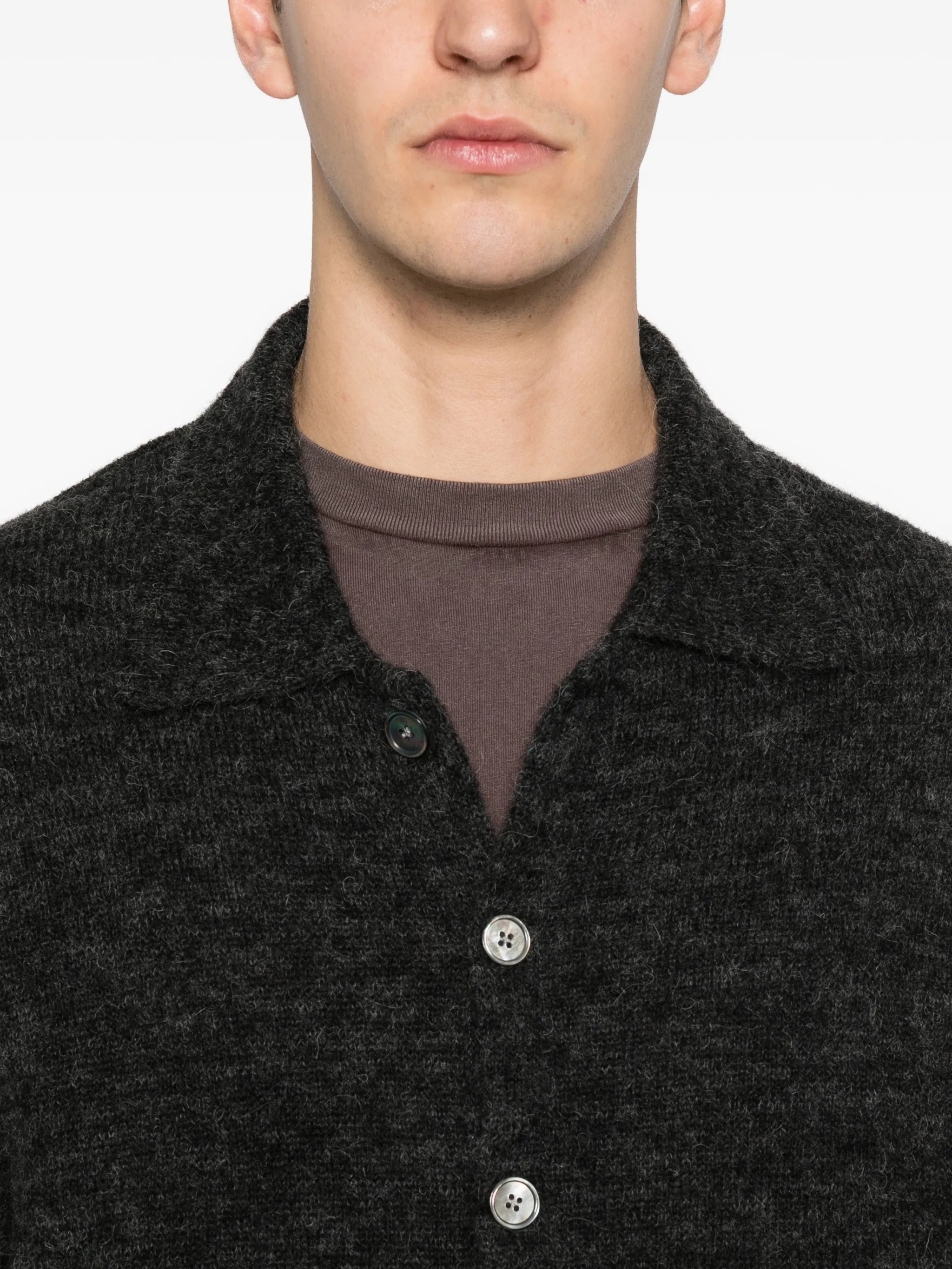 polo-collar cardigan