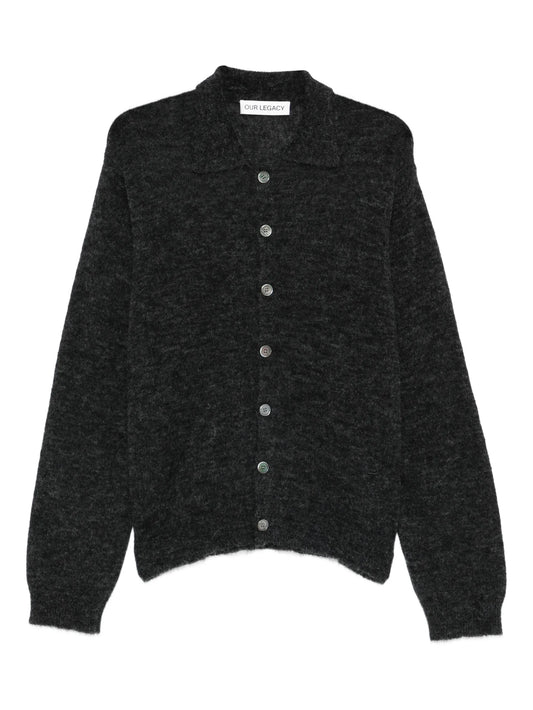 polo-collar cardigan