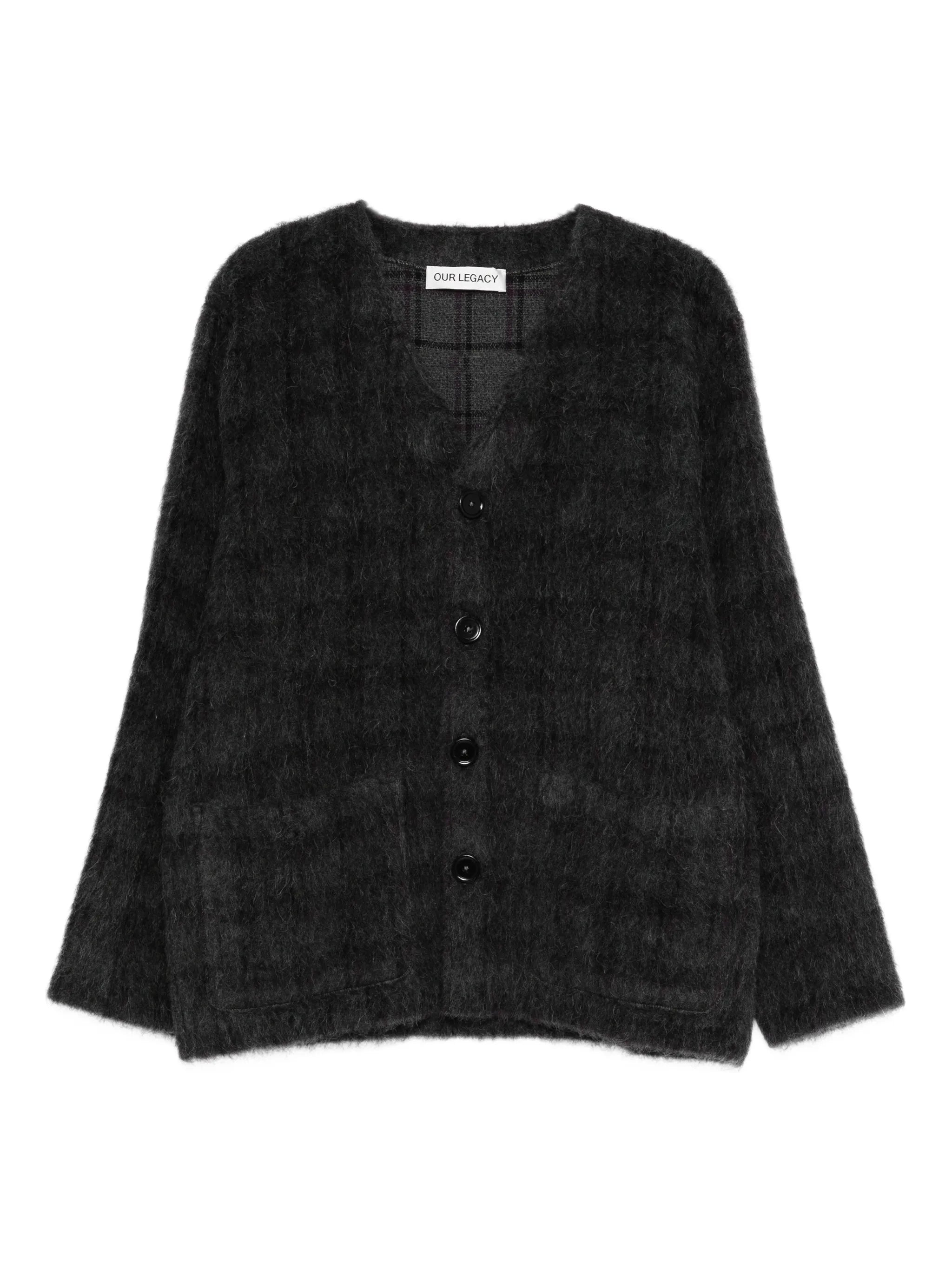 checked cardigan