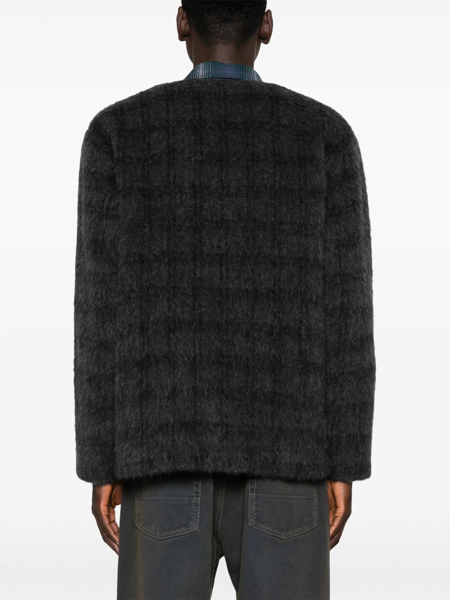 checked cardigan