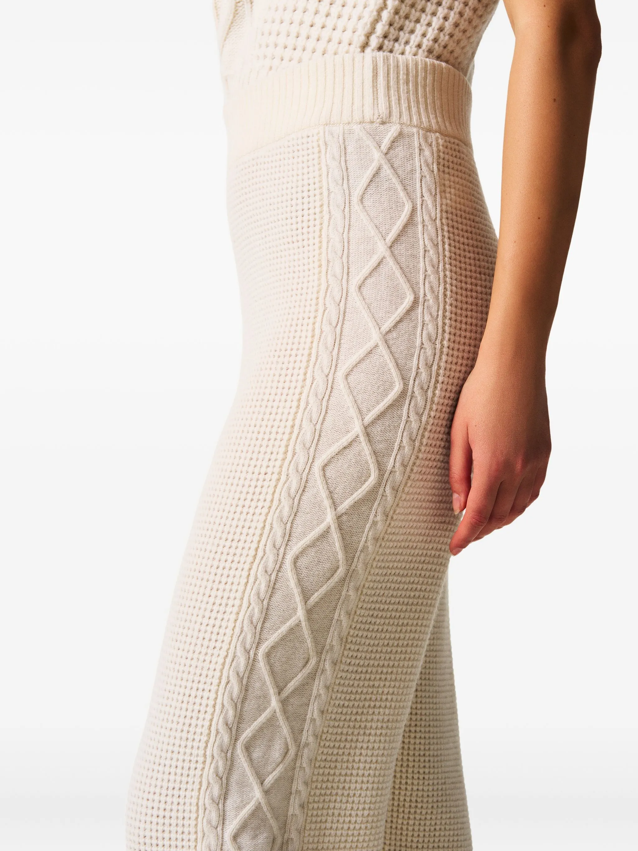 Crystal cable-knit trousers