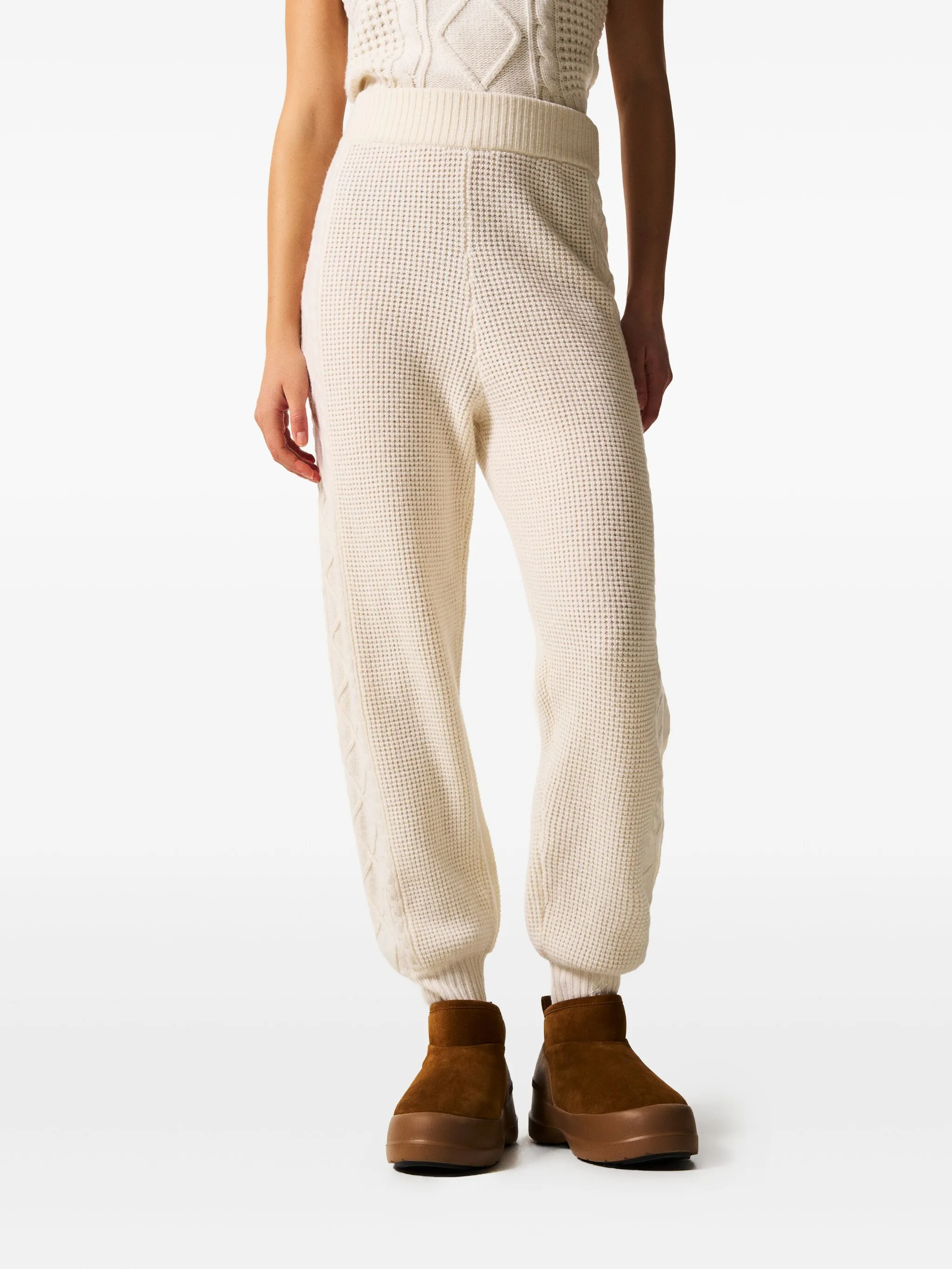 Crystal cable-knit trousers