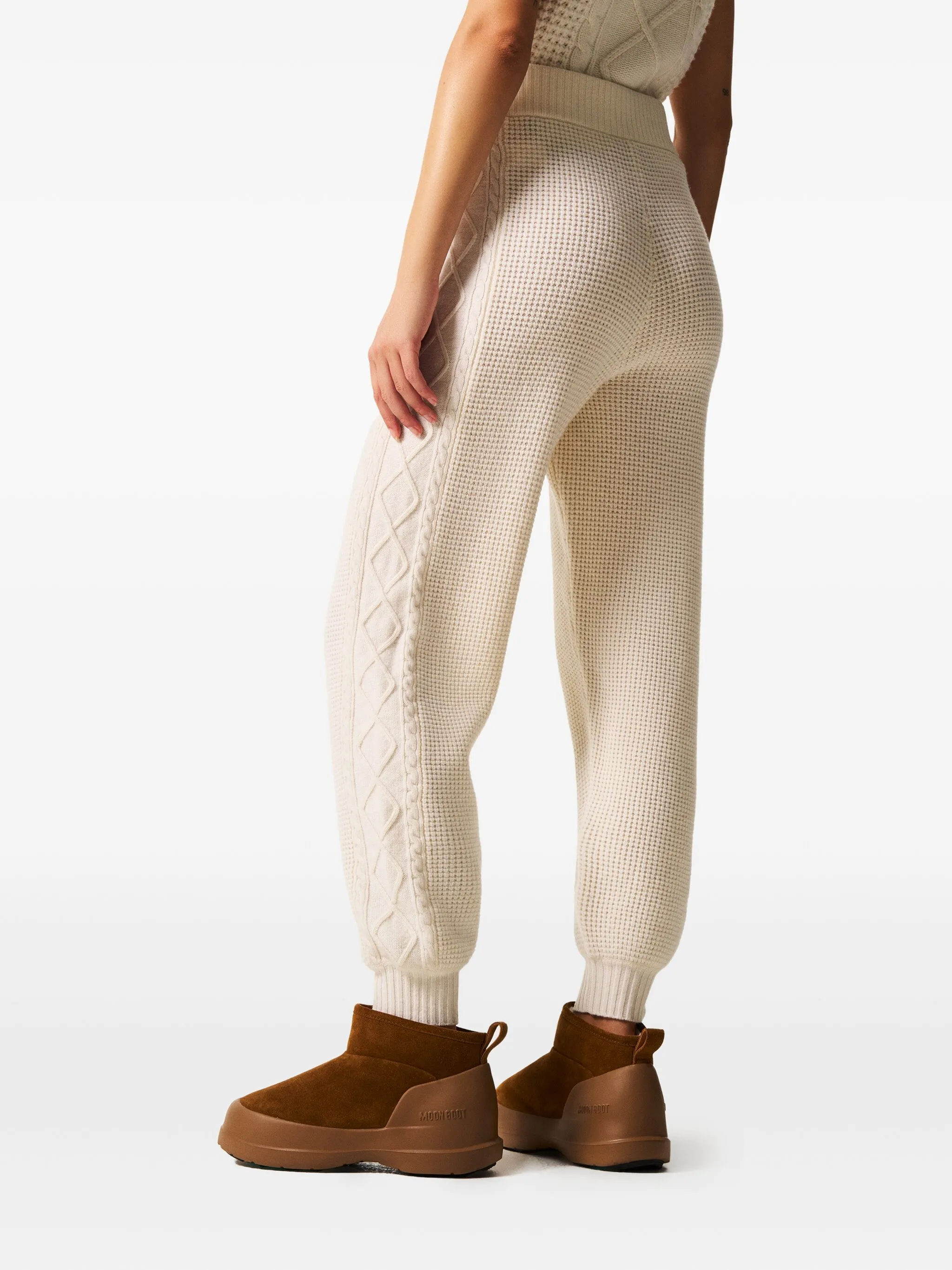 Crystal cable-knit trousers