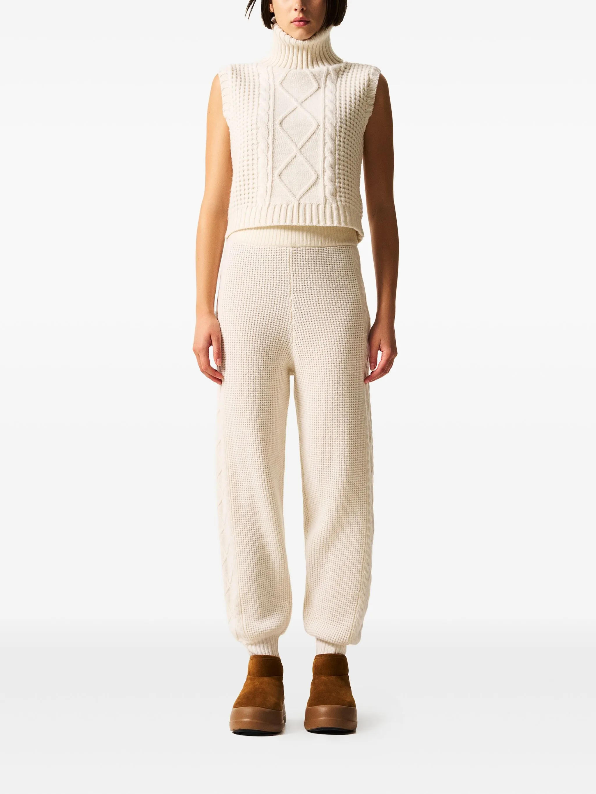 Crystal cable-knit trousers