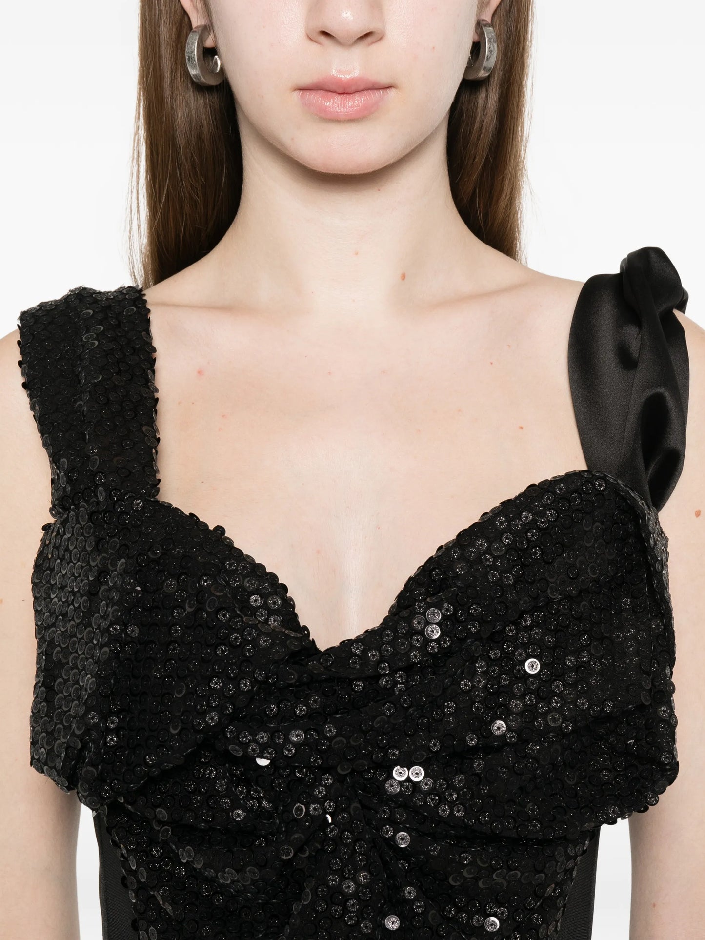 Knot sequin embellished corset top