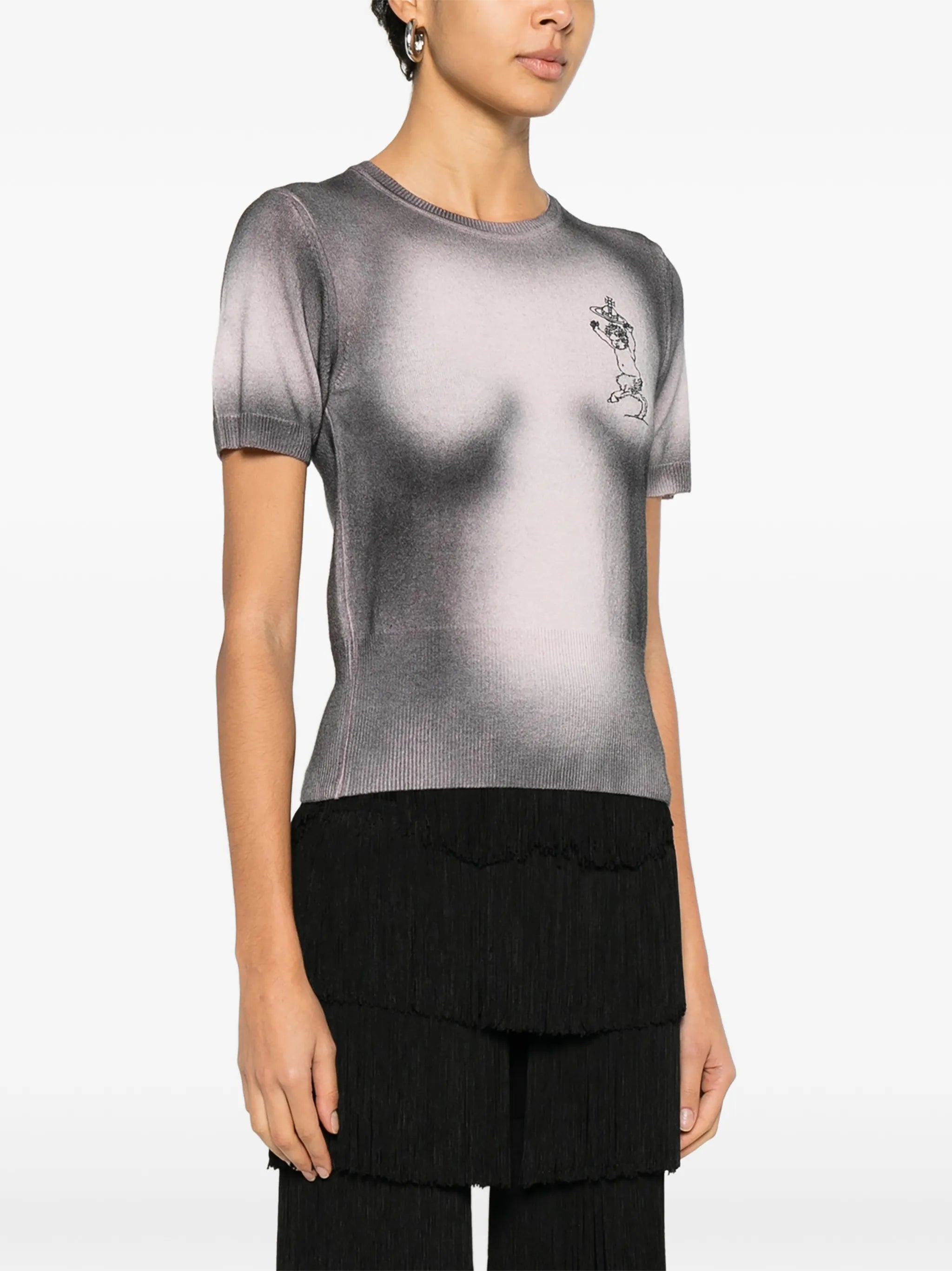 Elle print fitted top