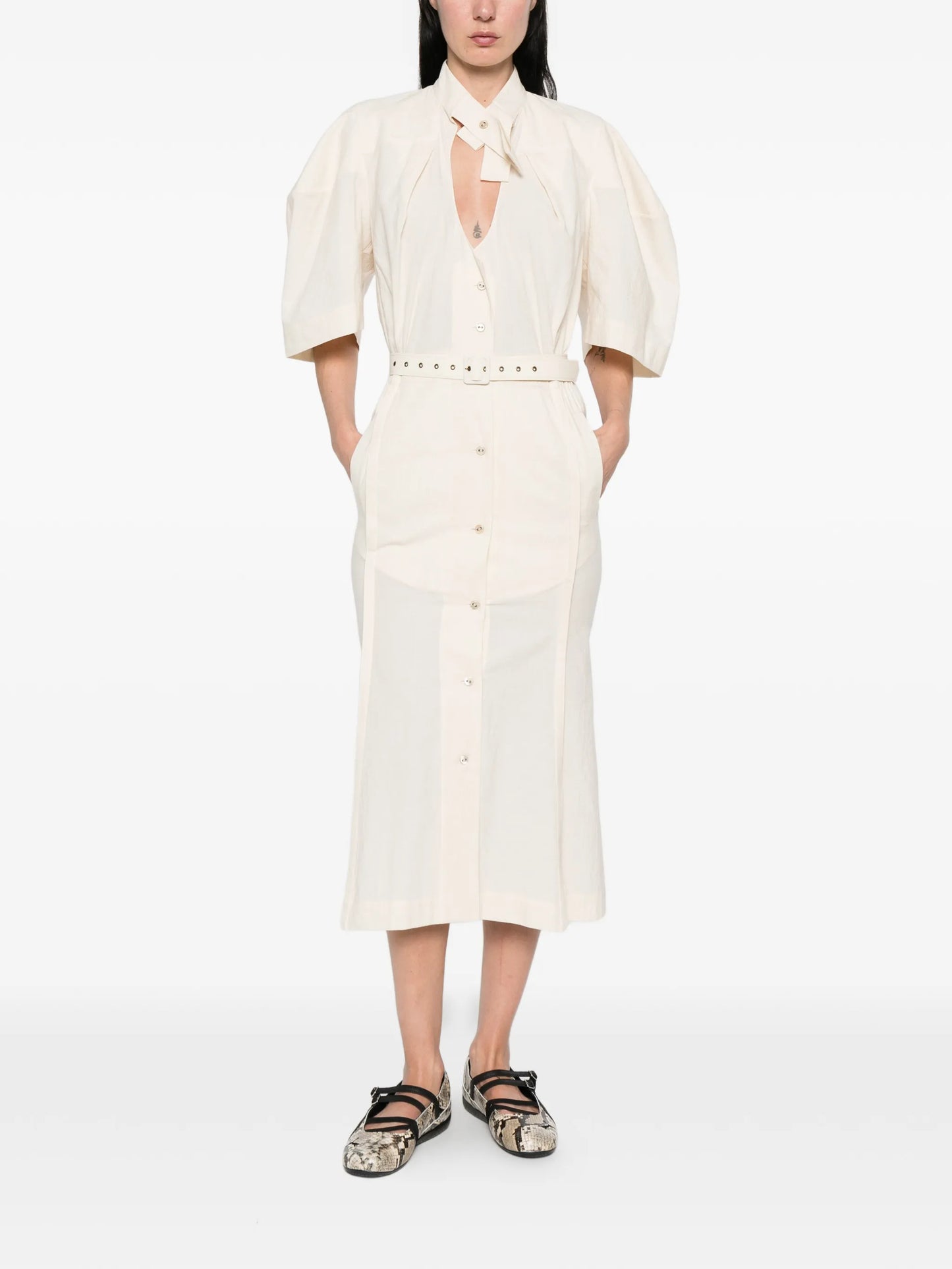 belted loop midi dress