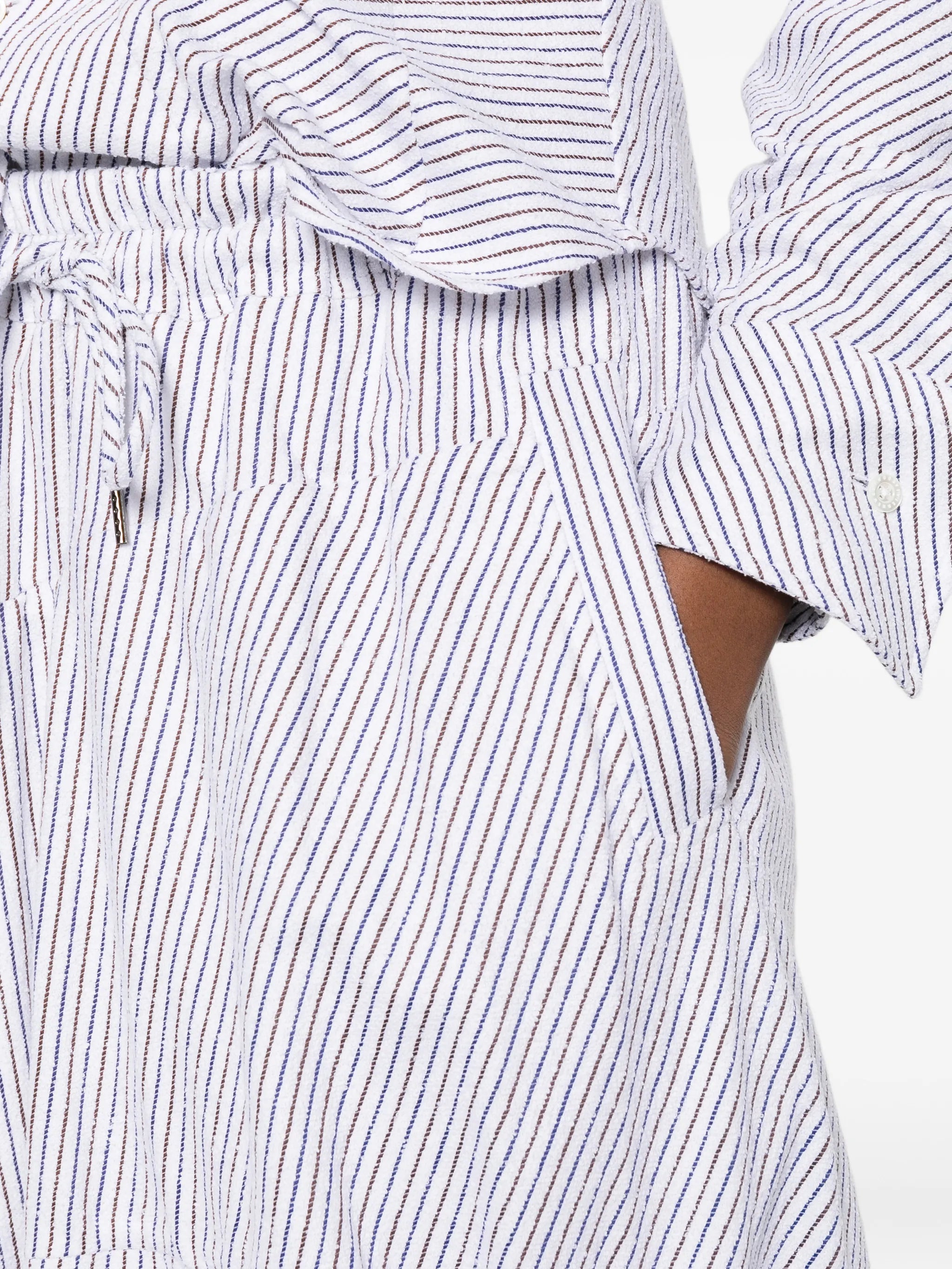drawstring striped midi skirt