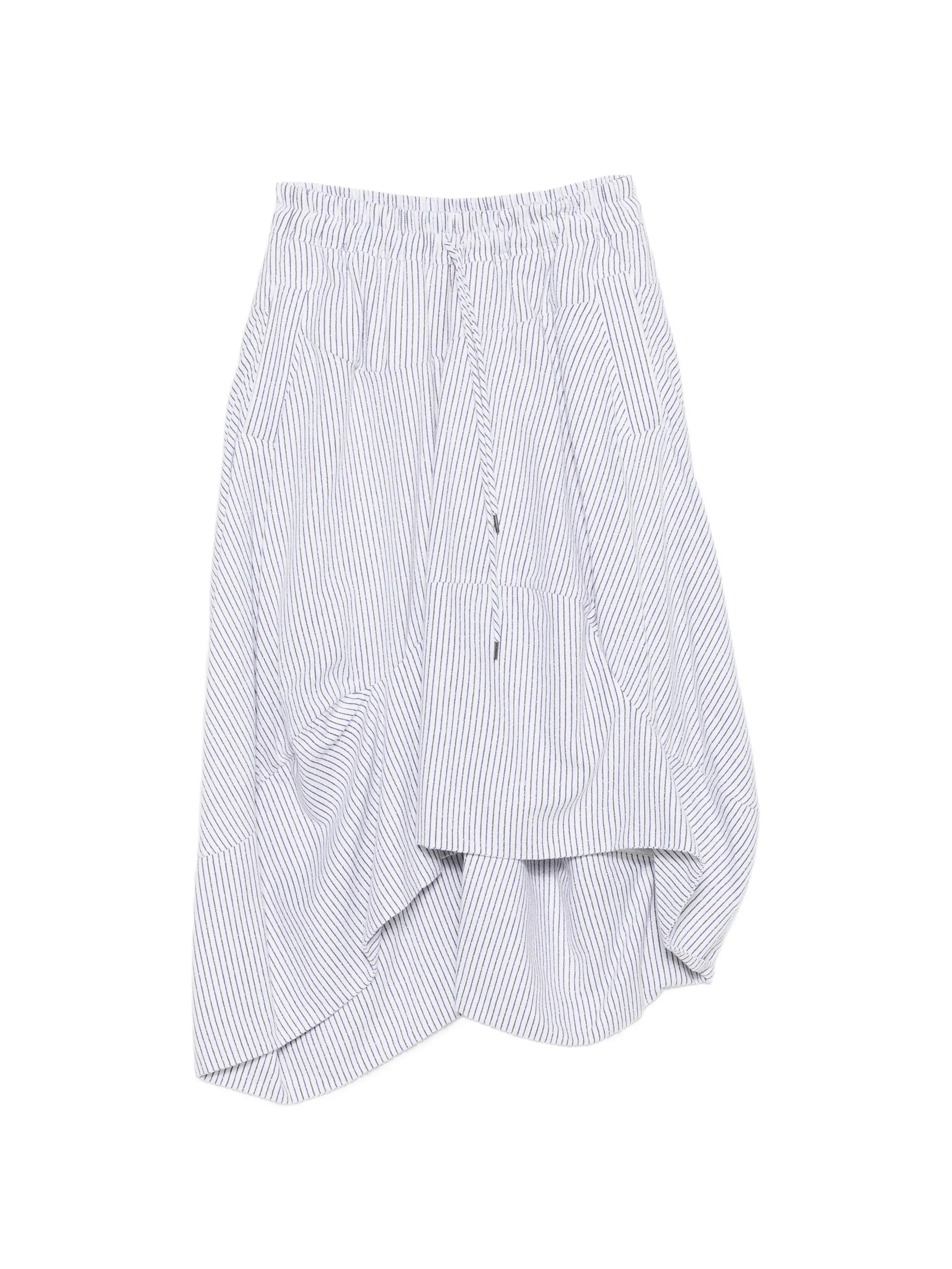 drawstring striped midi skirt