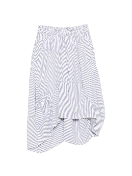 drawstring striped midi skirt