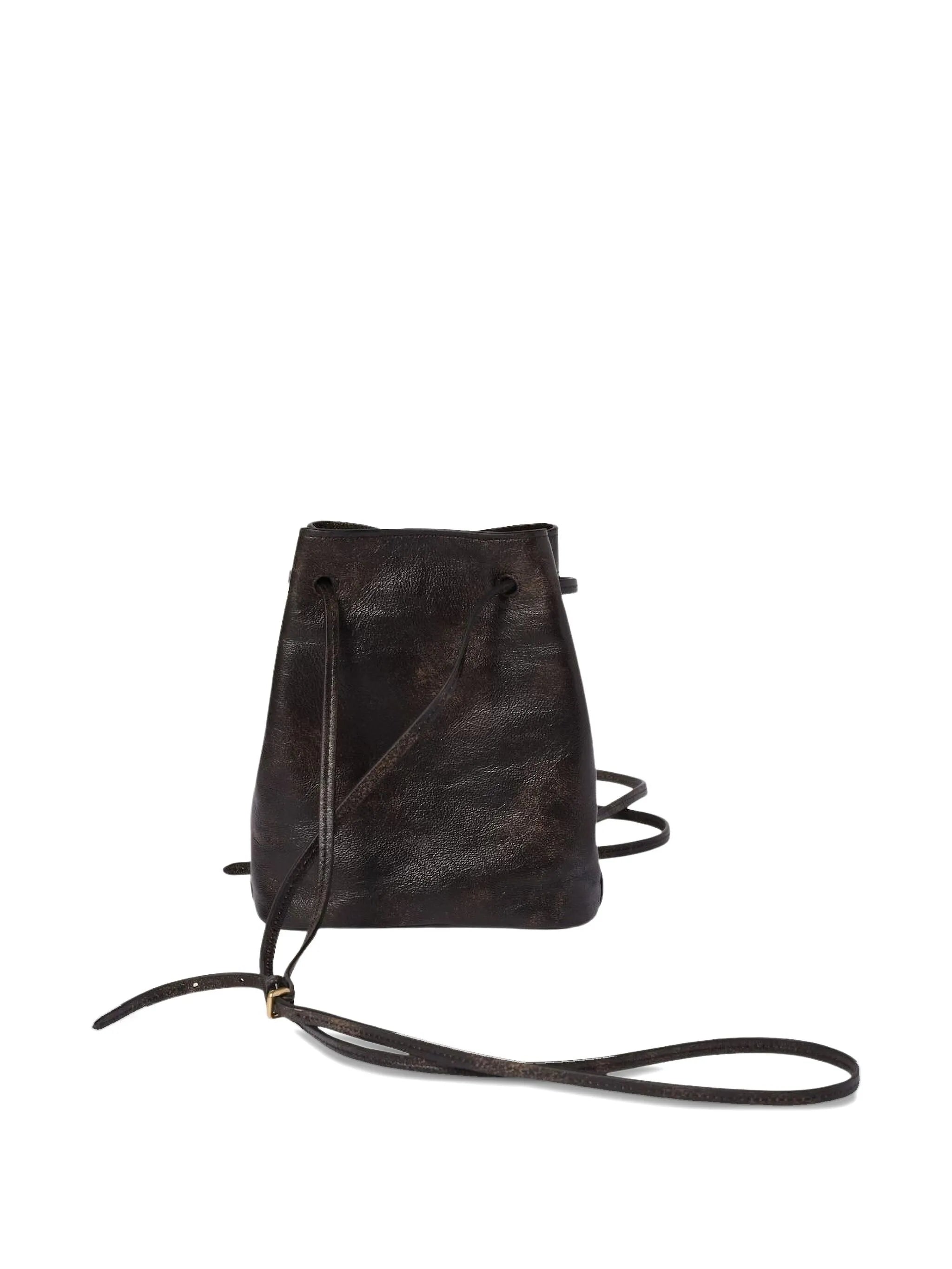 aged-effect leather shoulder bag