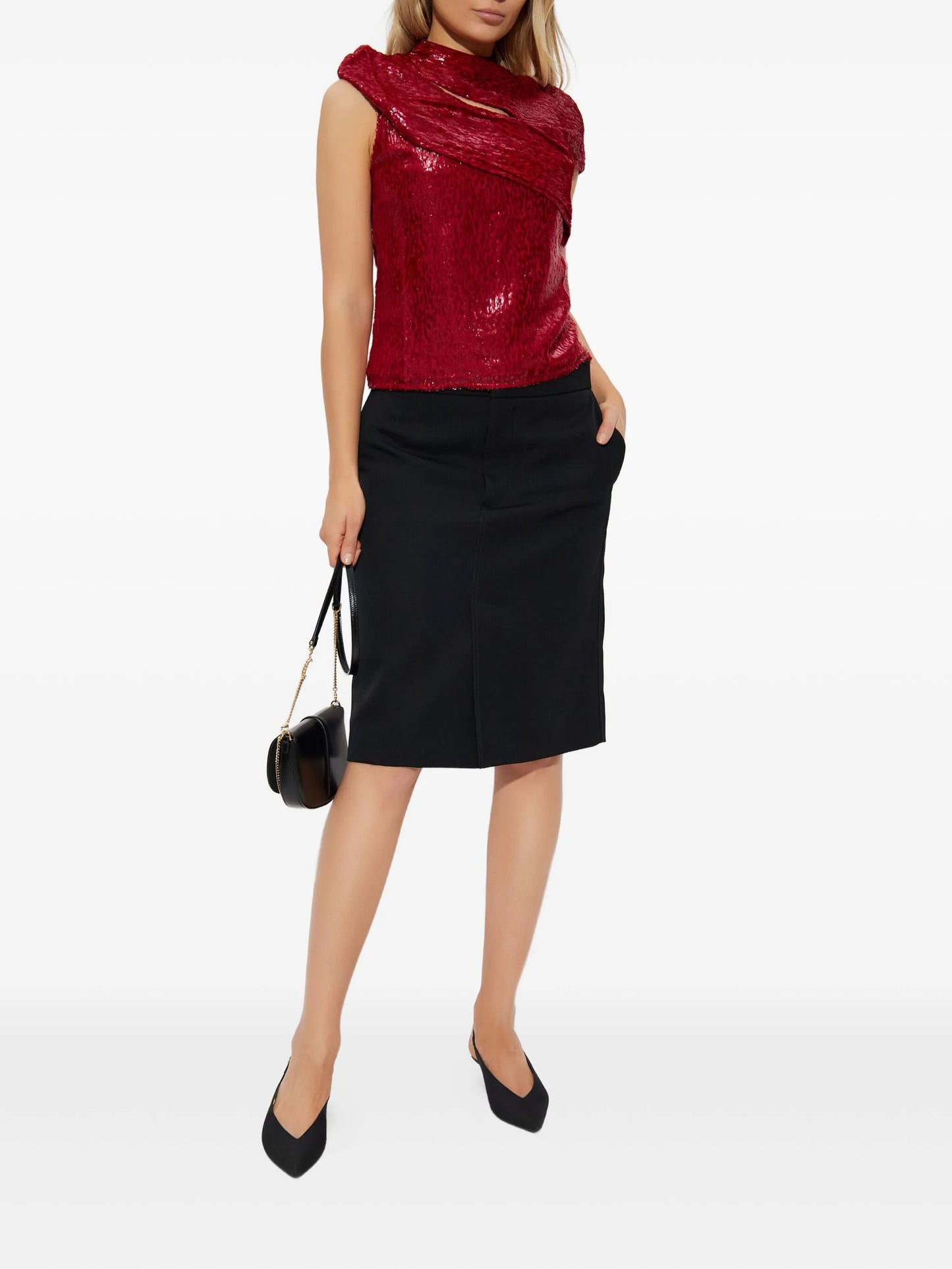 draped lurex blouse