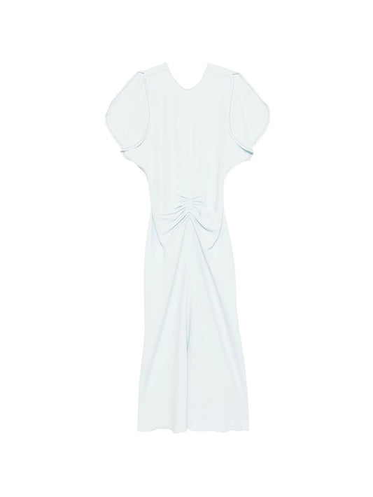 gathered-waist midi dress