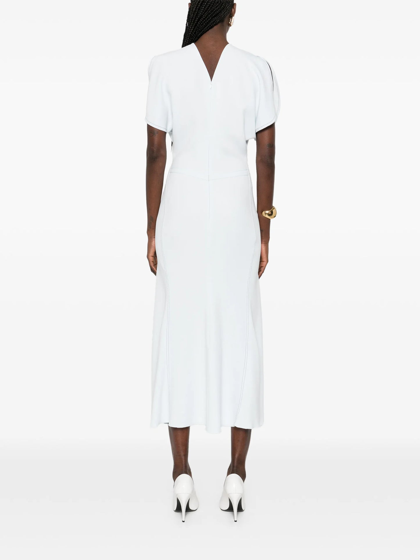 gathered-waist midi dress