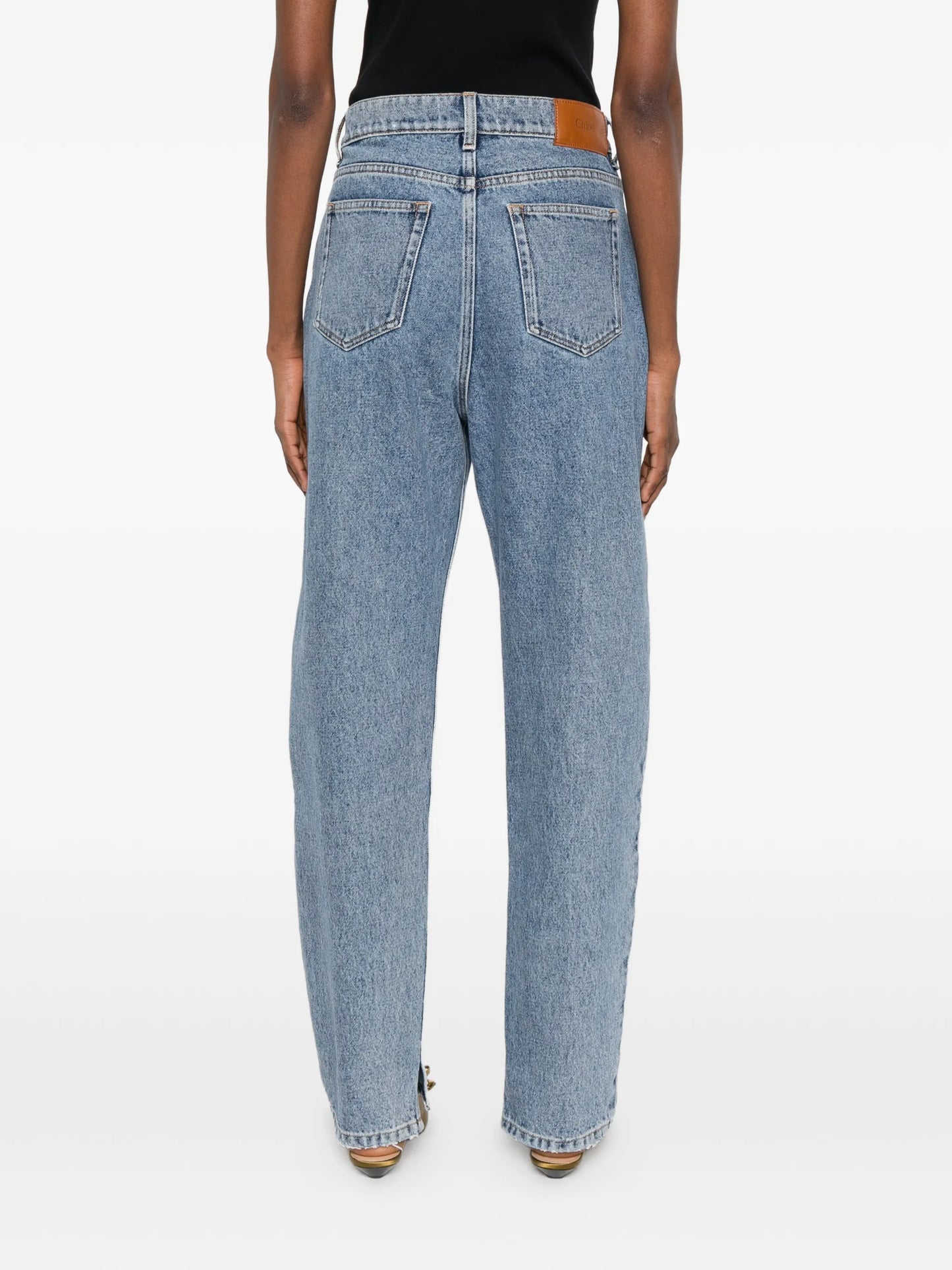 high-waisted tapered jeans