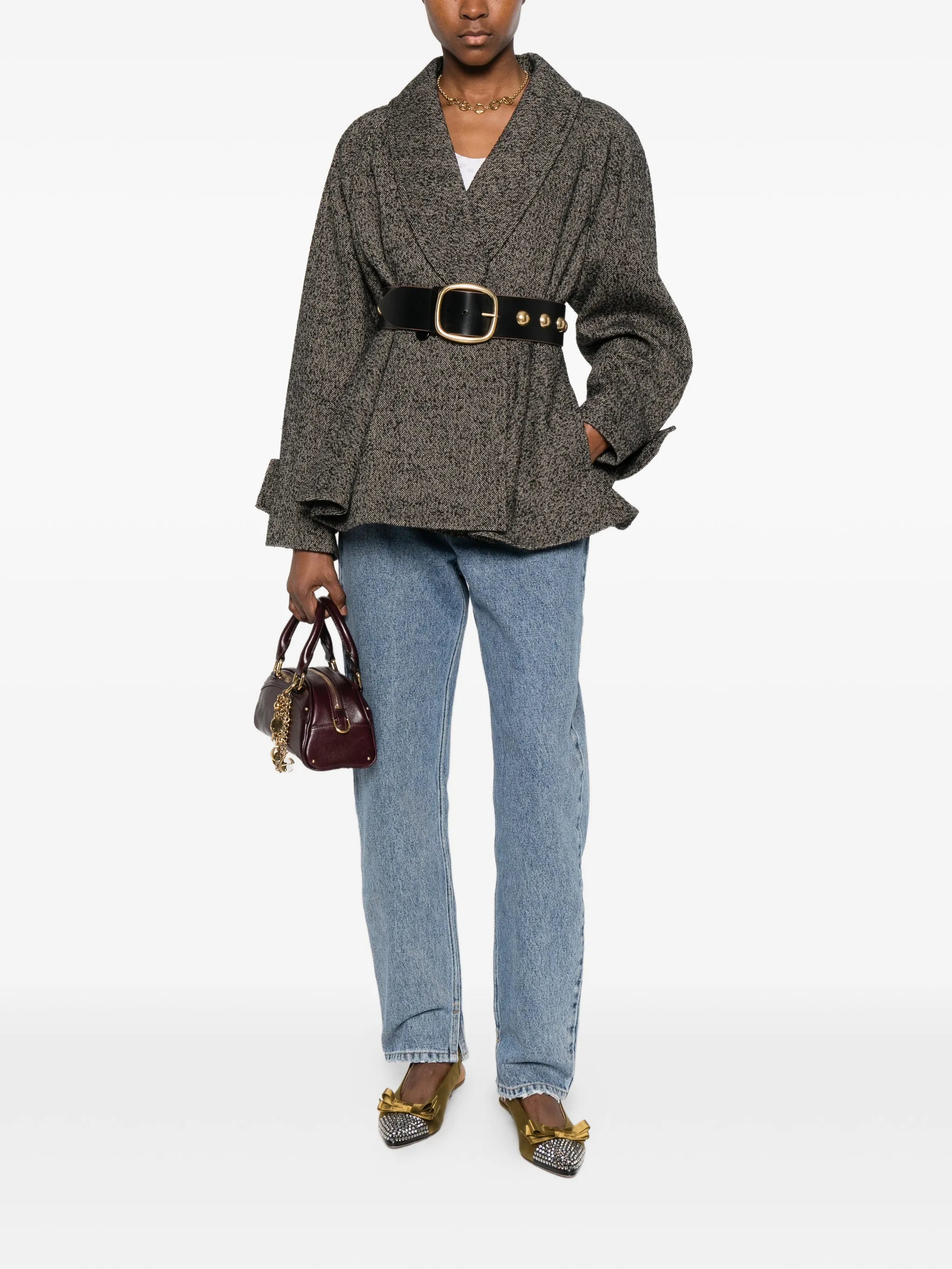 high-waisted tapered jeans