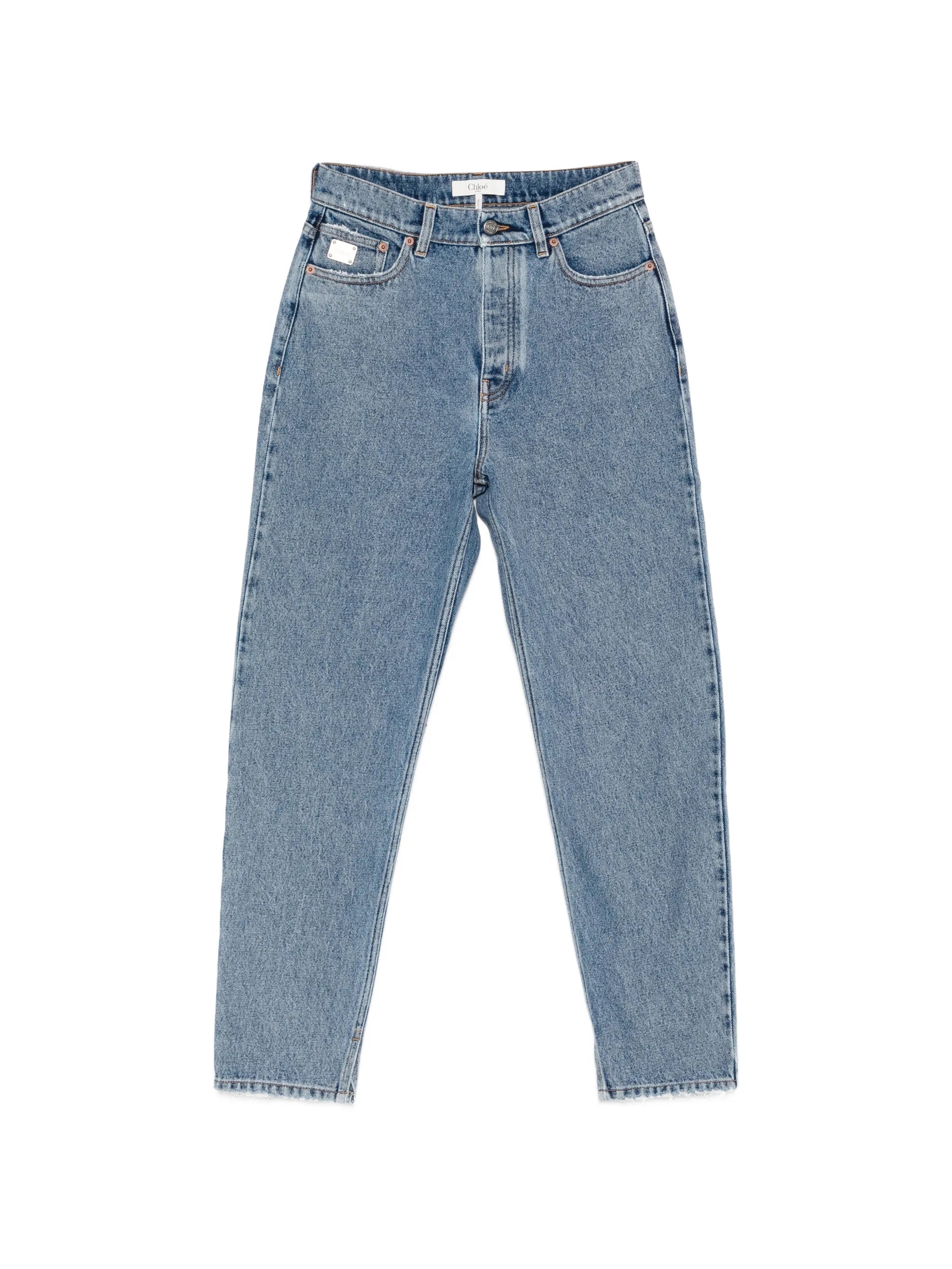 high-waisted tapered jeans