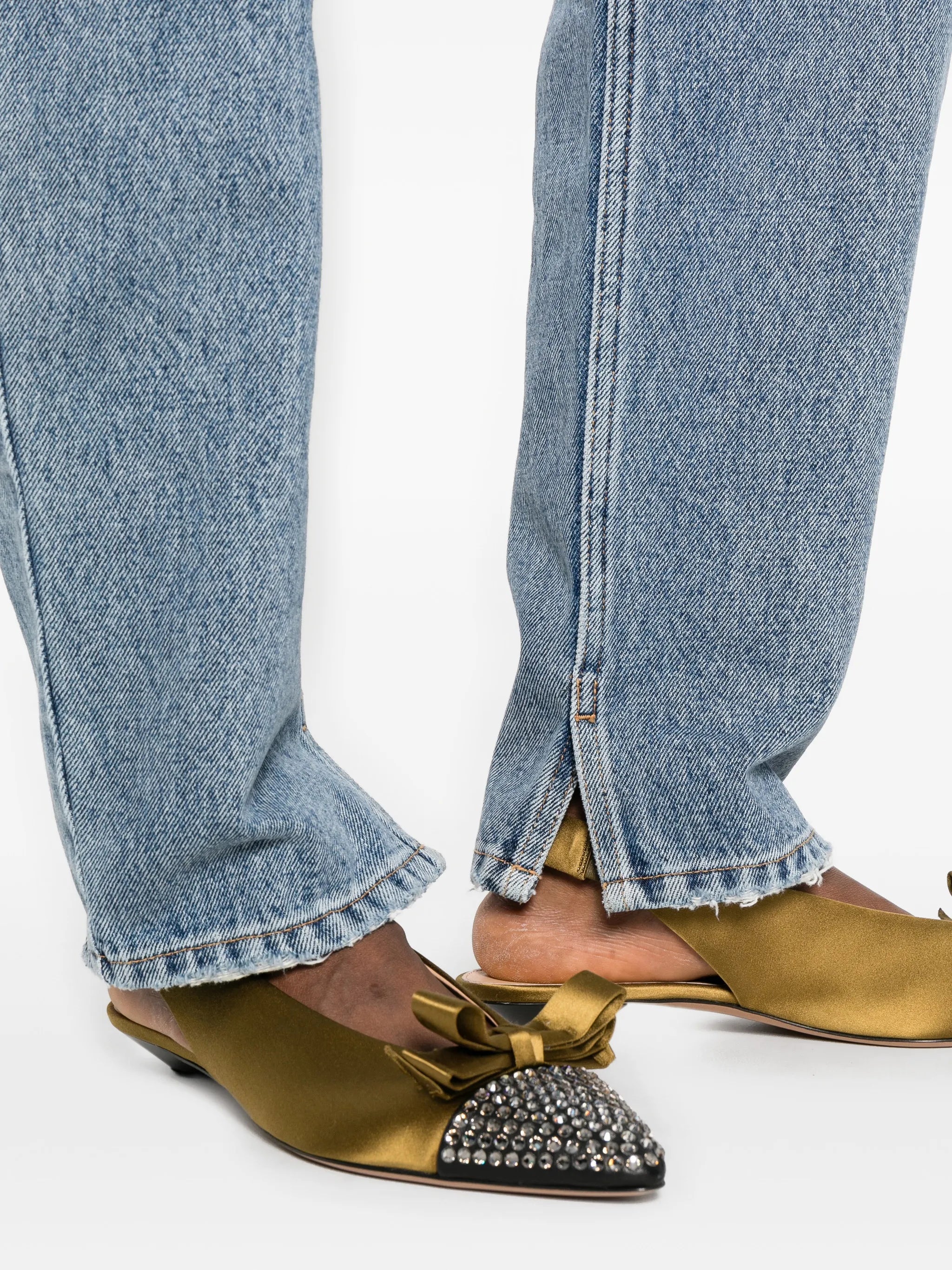 high-waisted tapered jeans