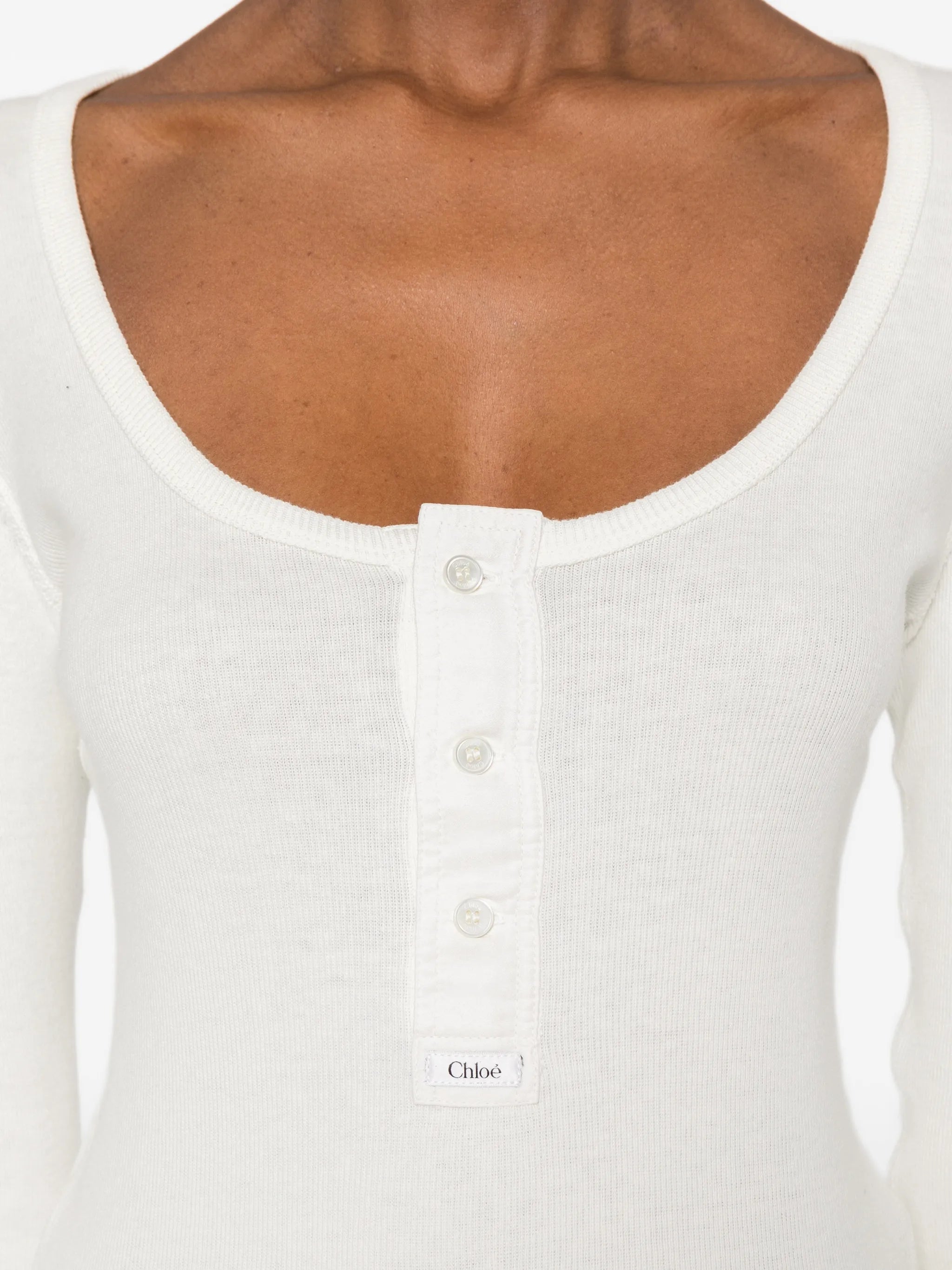 scoop-neck Henley T-shirt