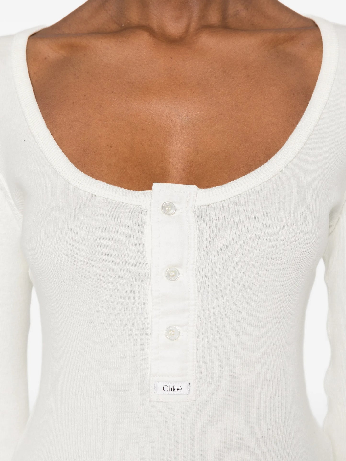 scoop-neck Henley T-shirt