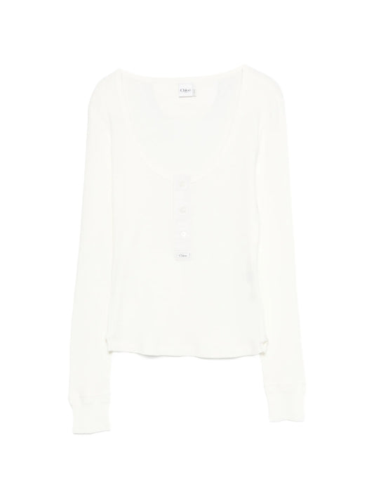 scoop-neck Henley T-shirt