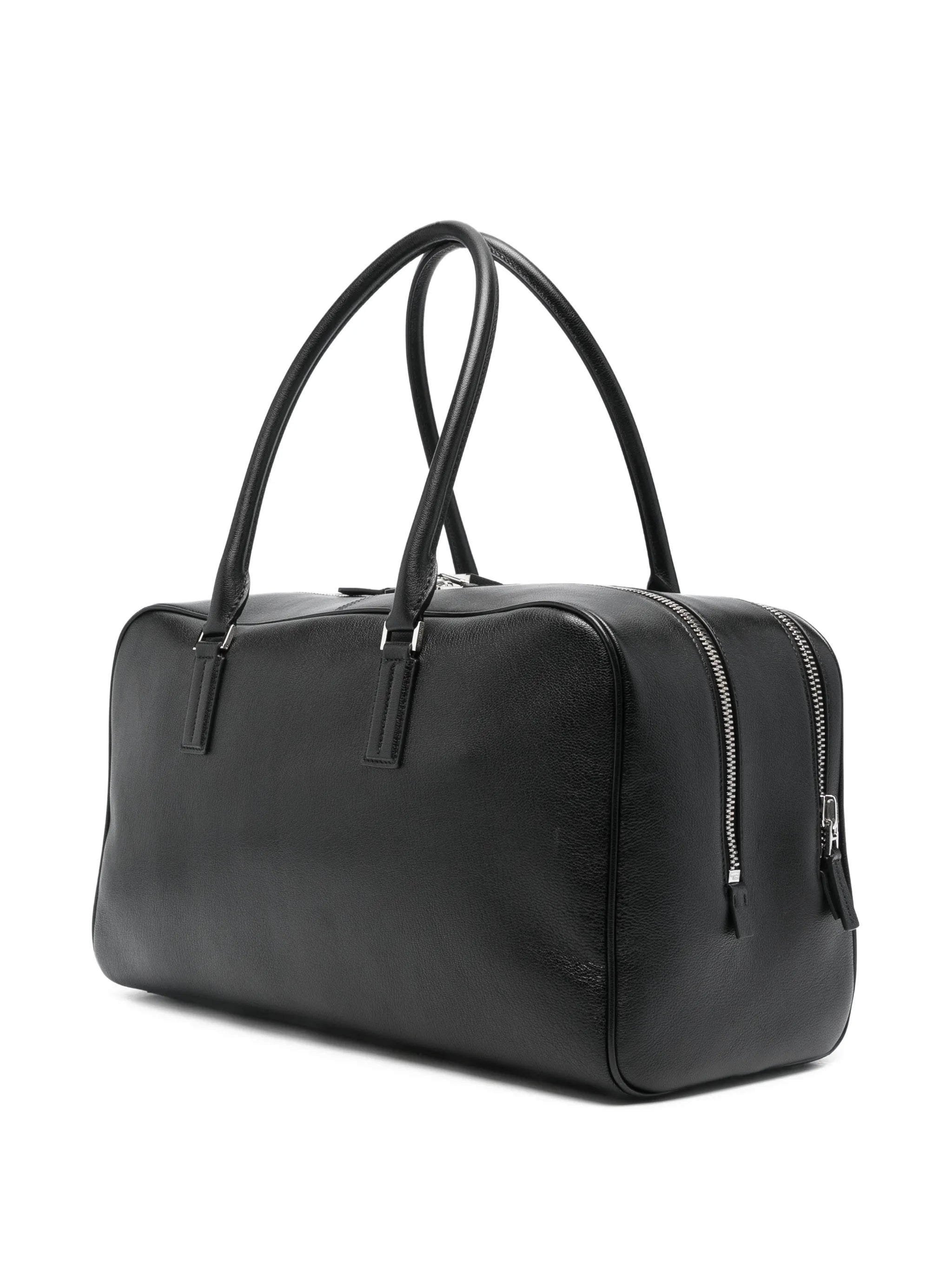 double-zip leather bowling bag
