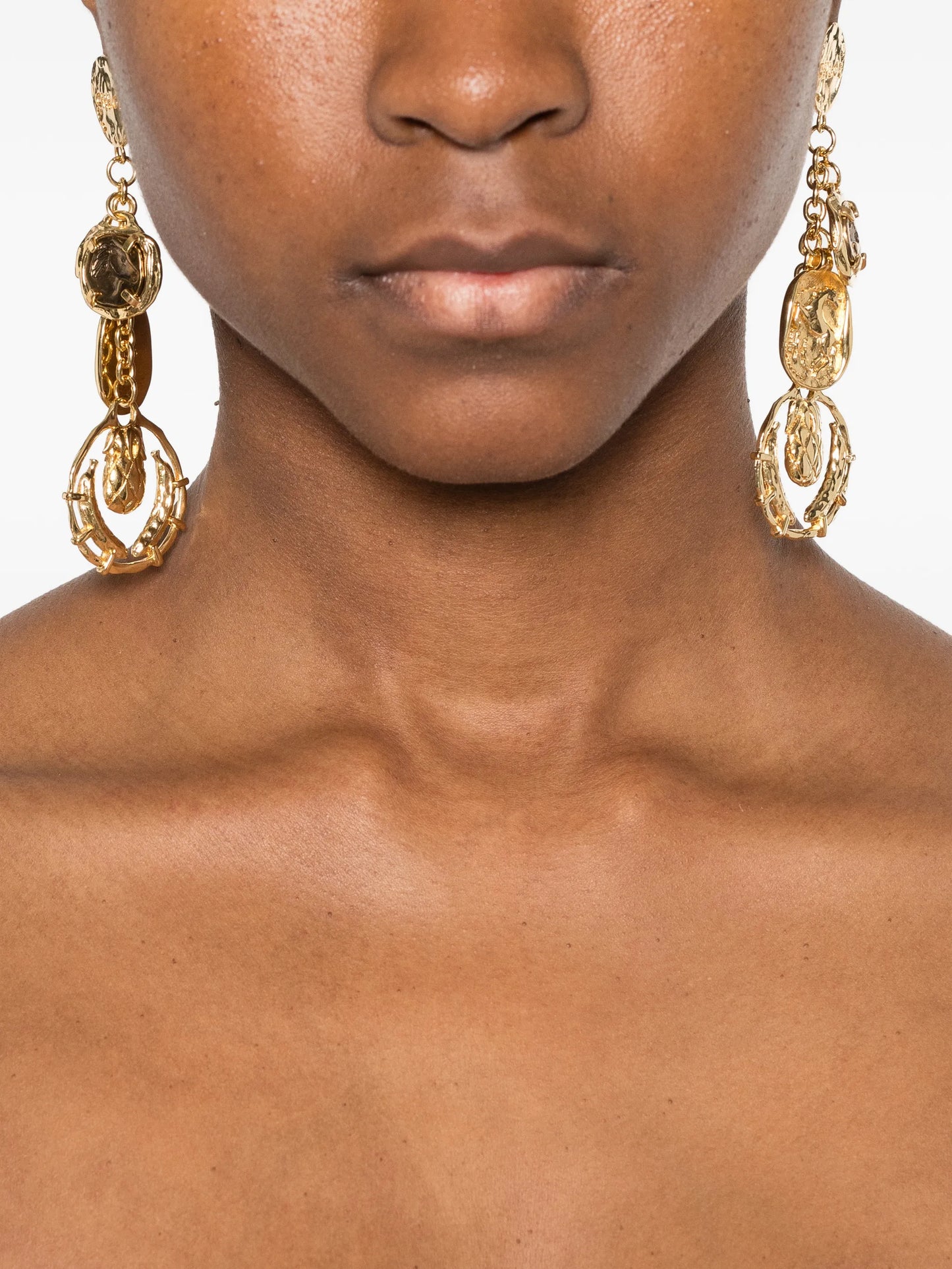 Medals dangling earrings