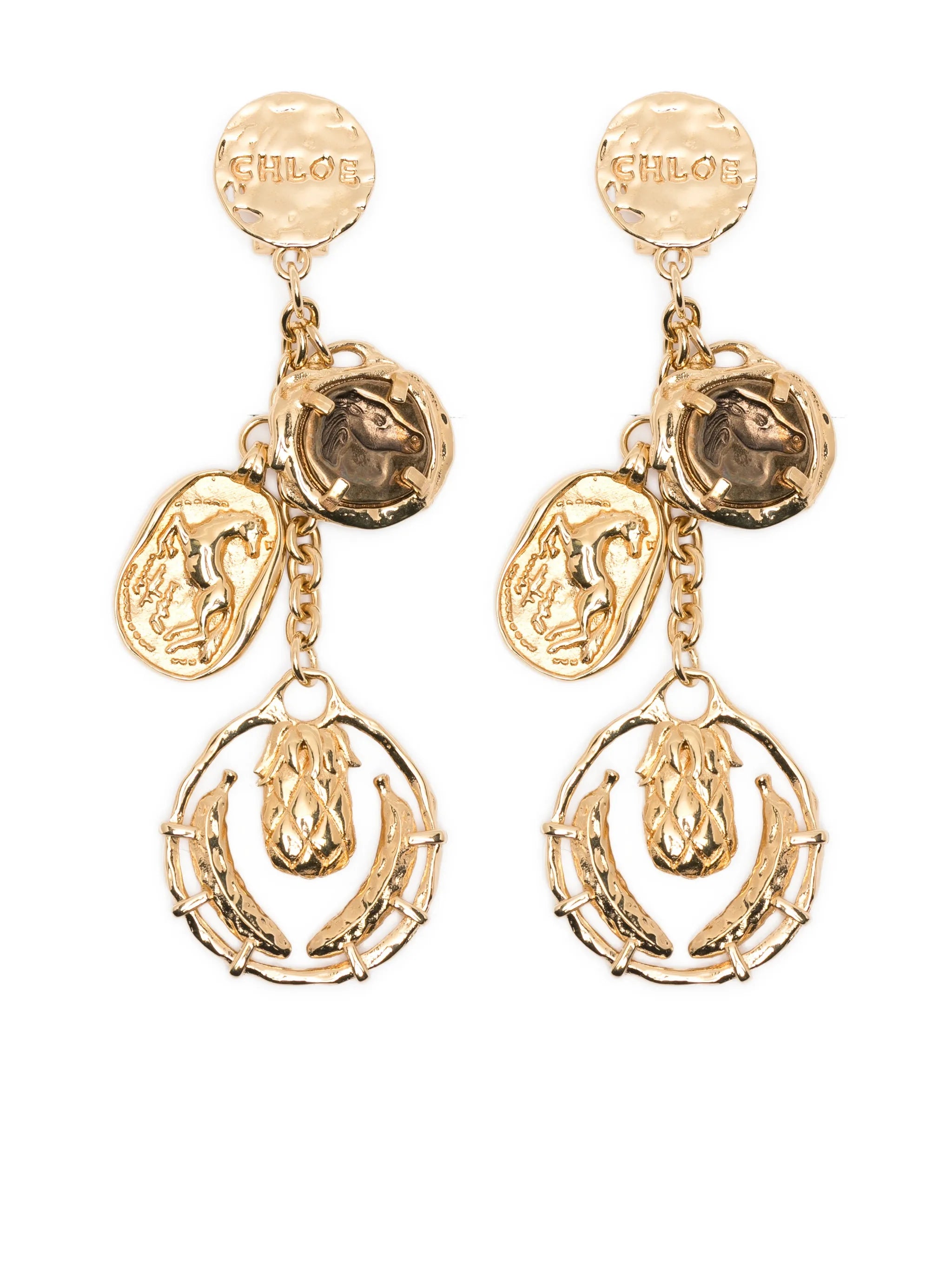 Medals dangling earrings