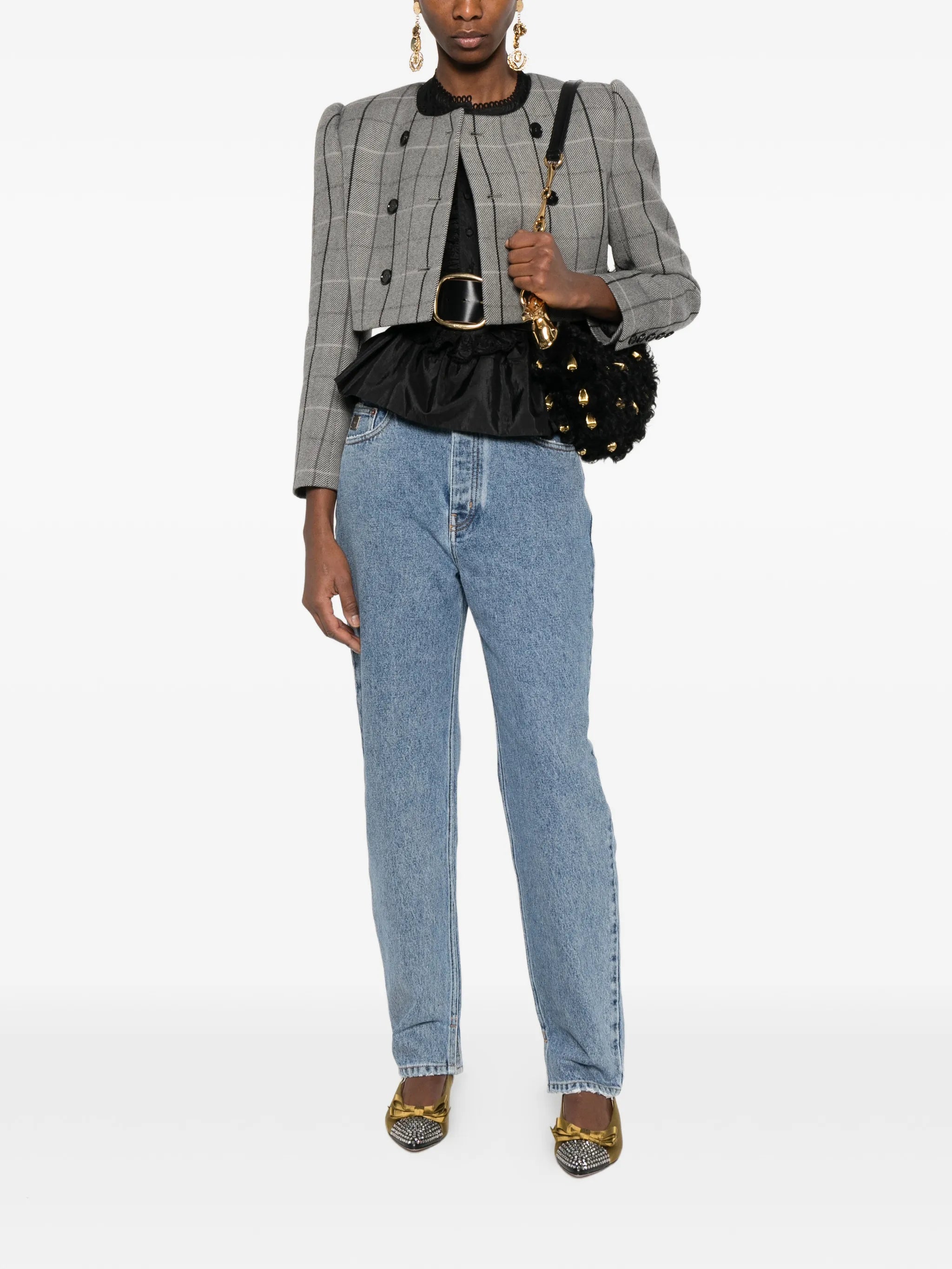 double-breasted check jacket