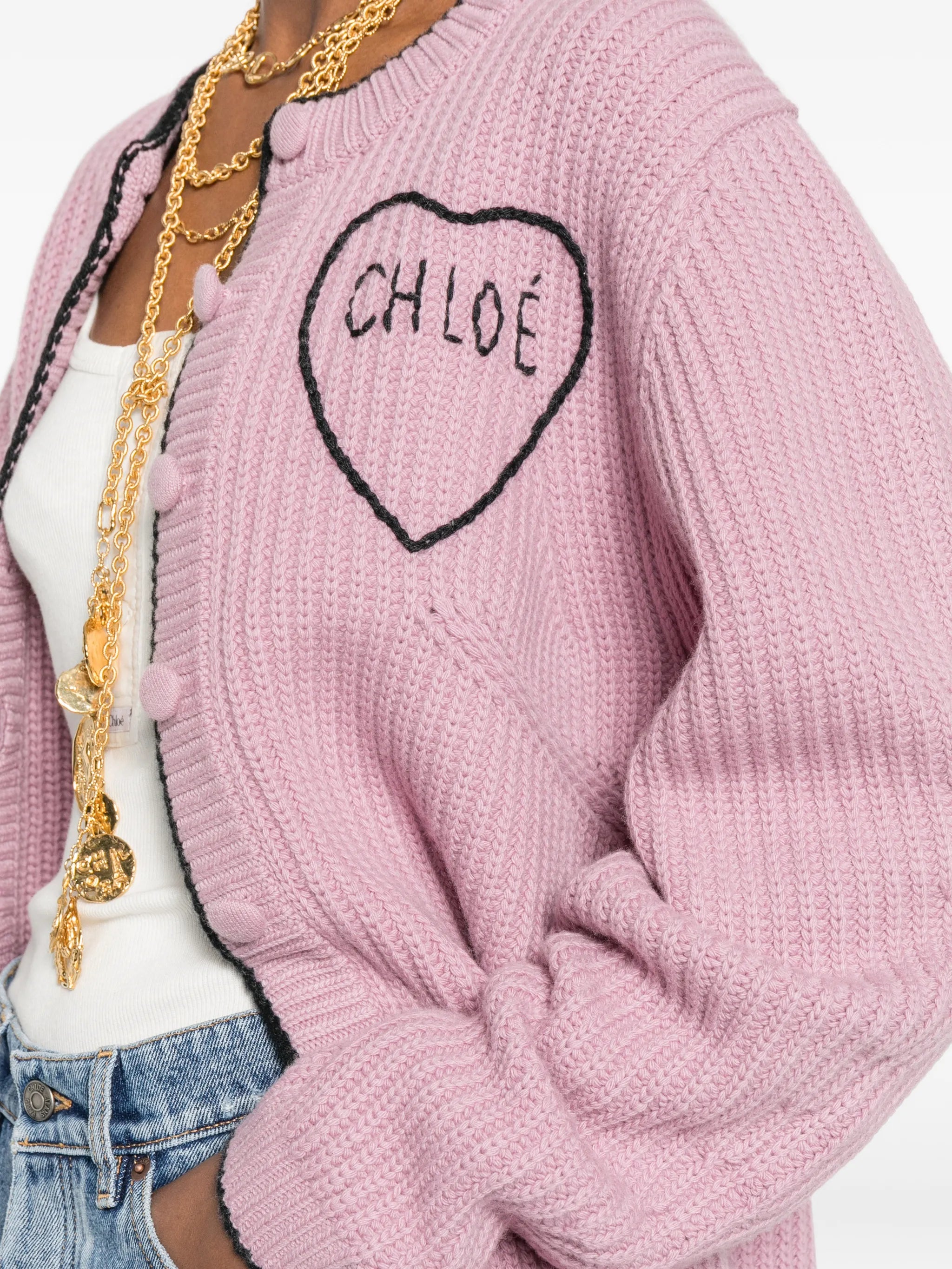 logo rib knit cardigan