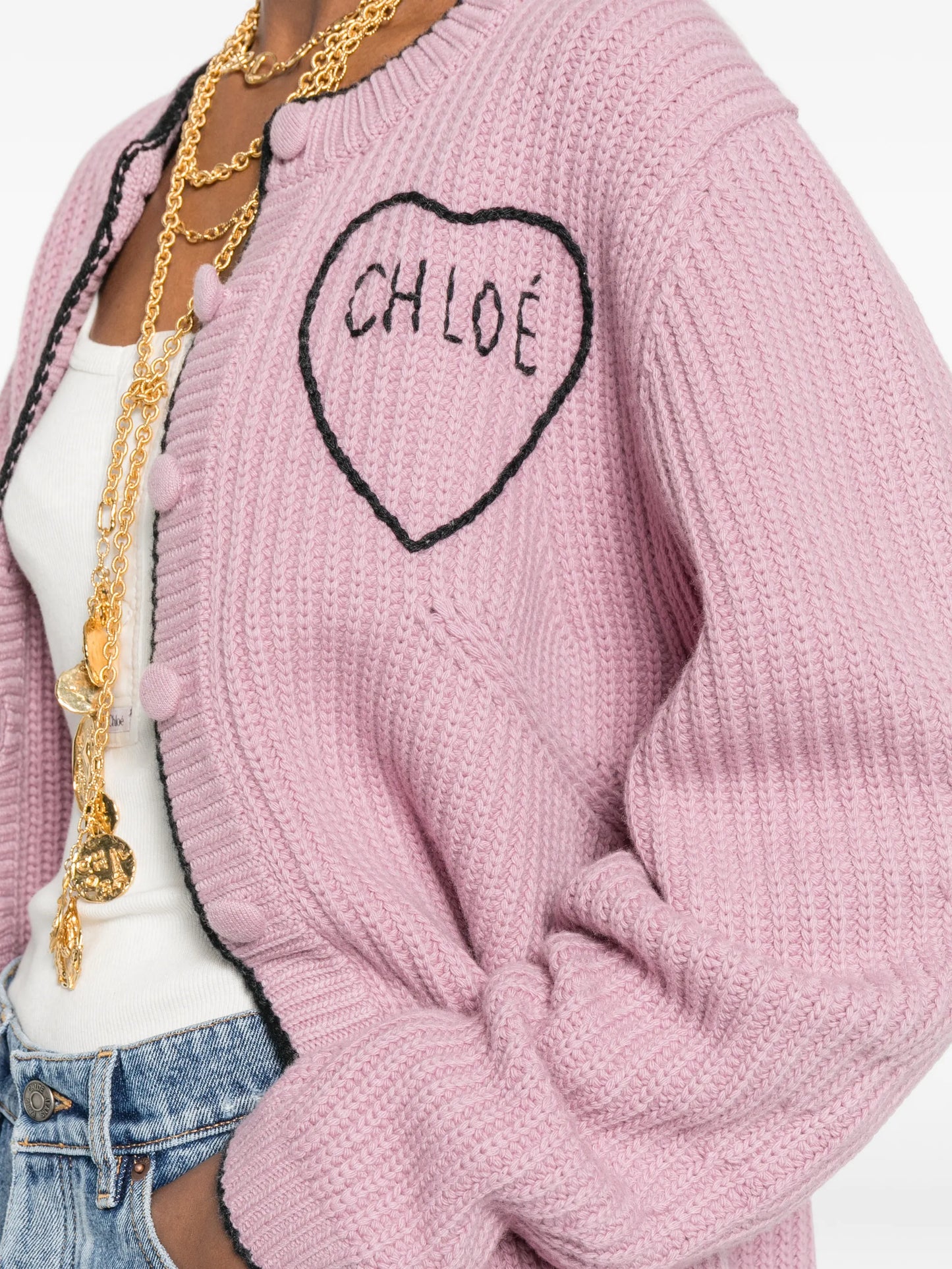 logo rib knit cardigan