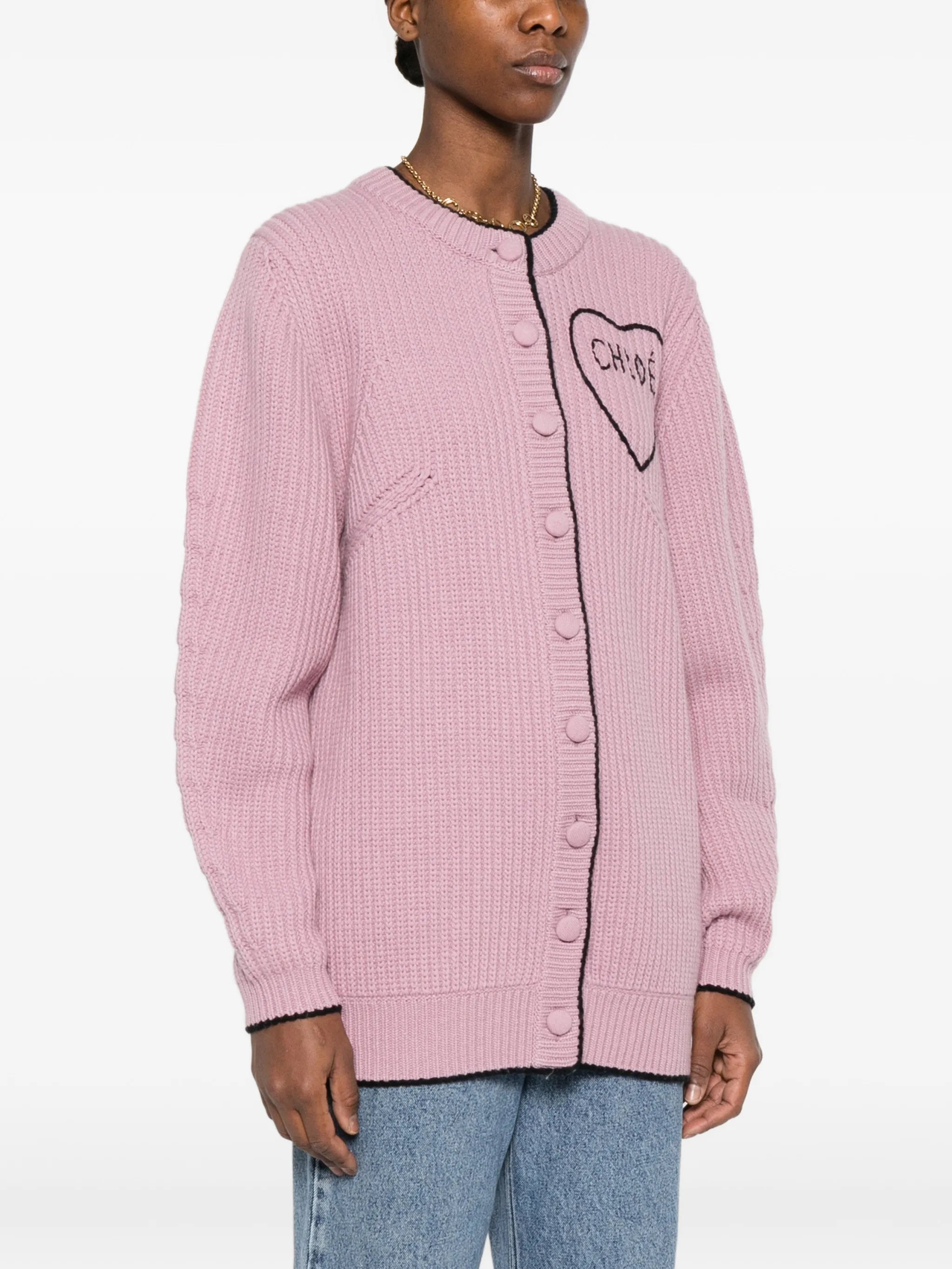 logo rib knit cardigan