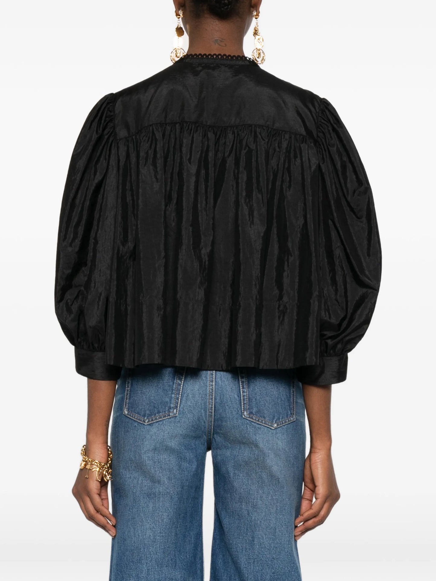 ruffled bib blouse