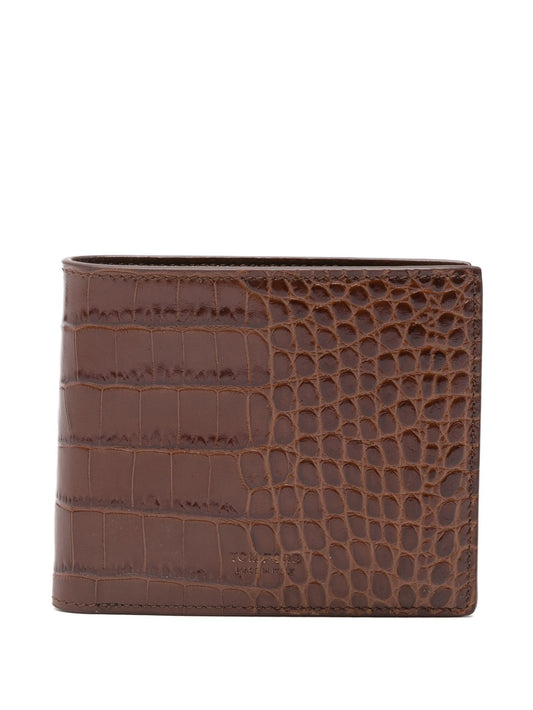 crocodile-embossed bi-fold wallet
