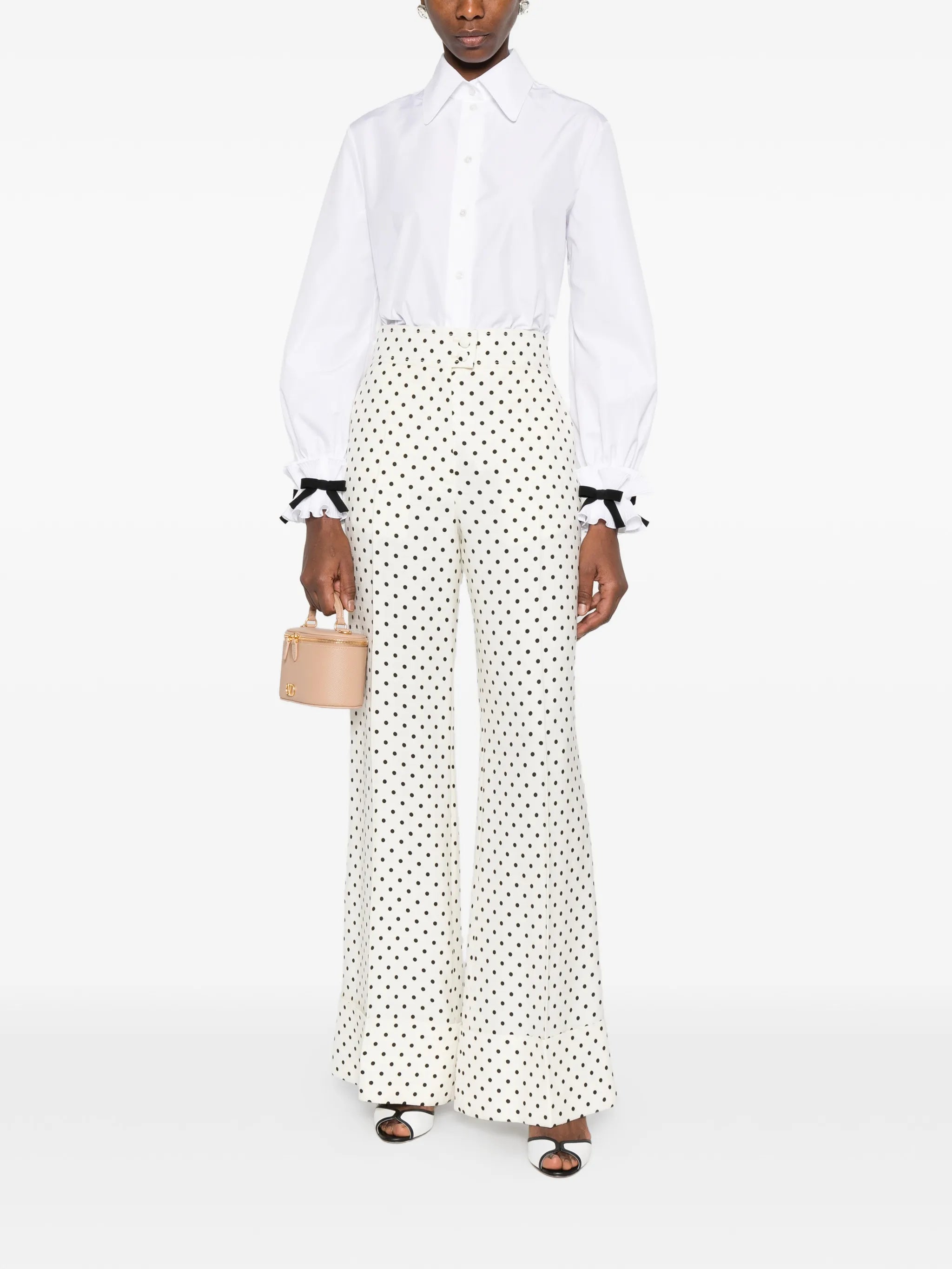 polka dot wide-leg trousers