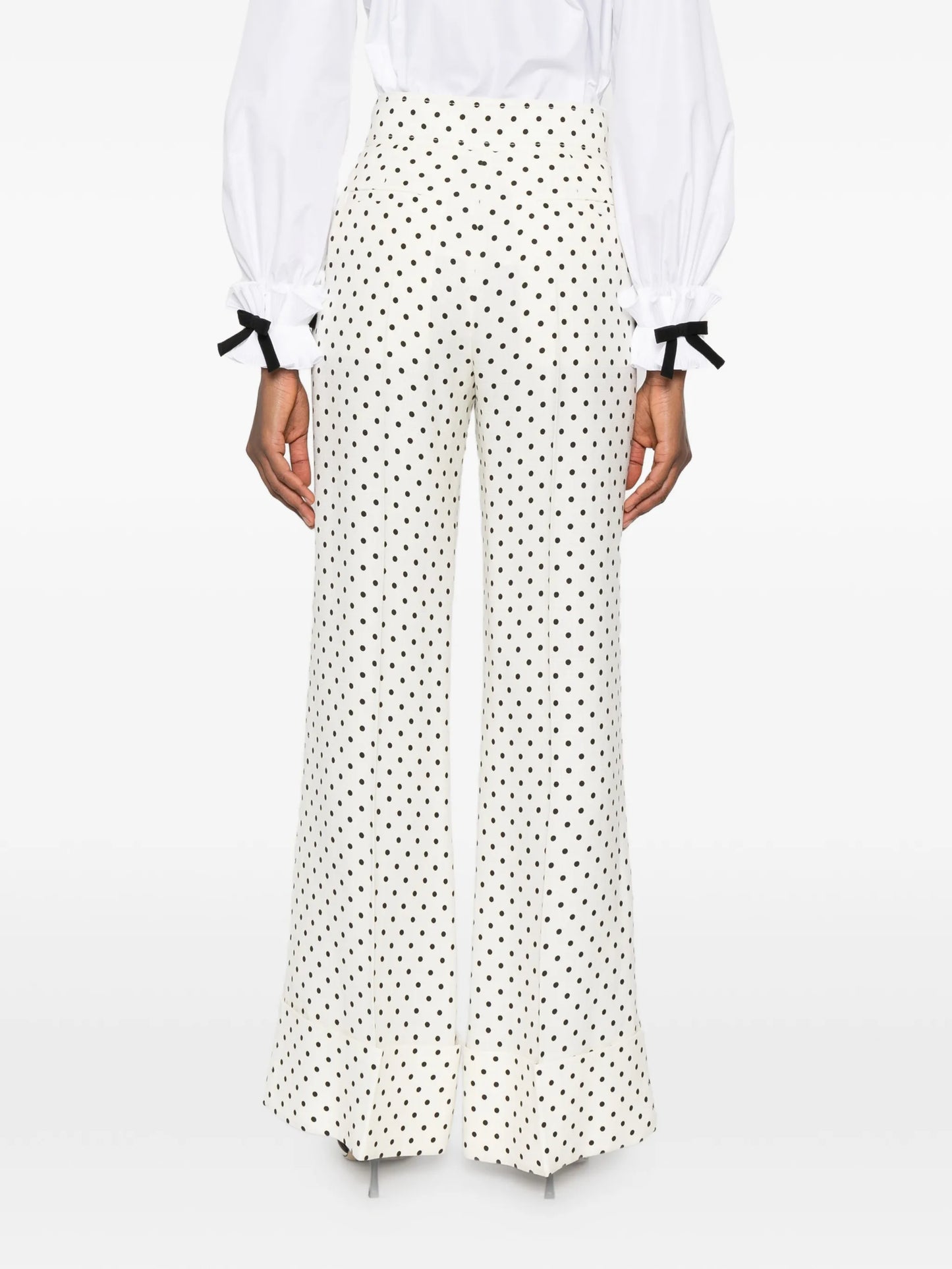 polka dot wide-leg trousers