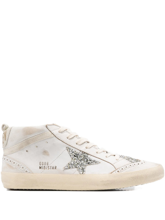 Mid Star glitter-star round-toe sneakers