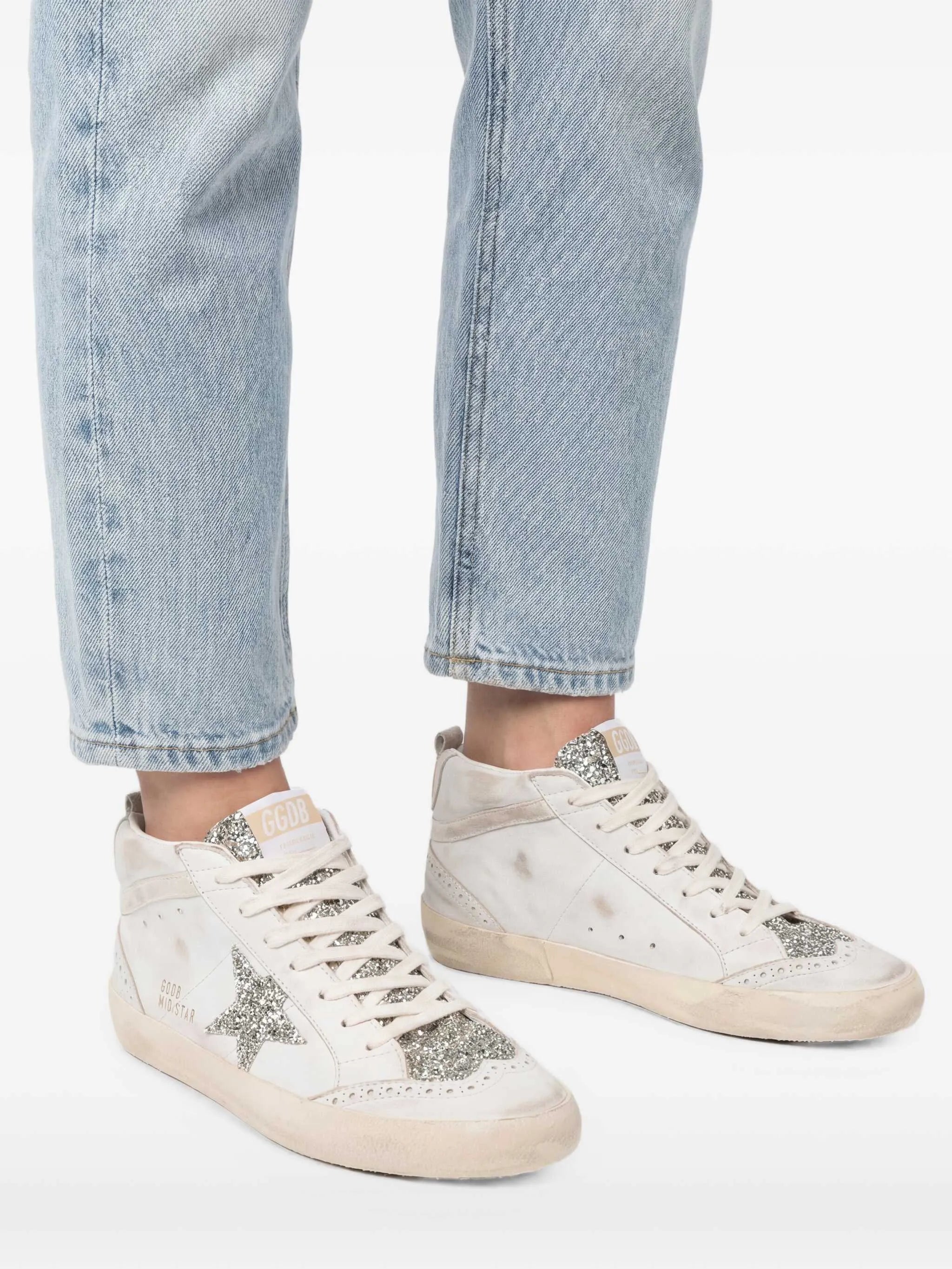 Mid-Star glitter-detail sneakers