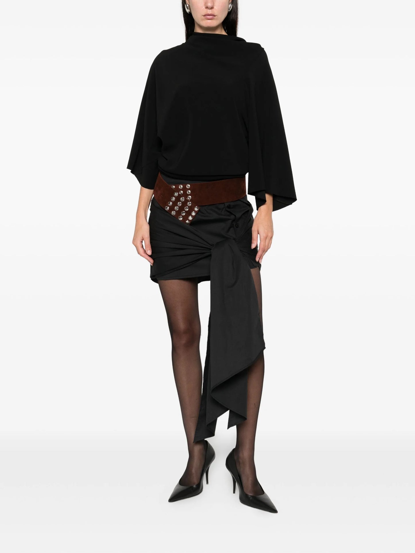 knot button mini skirt