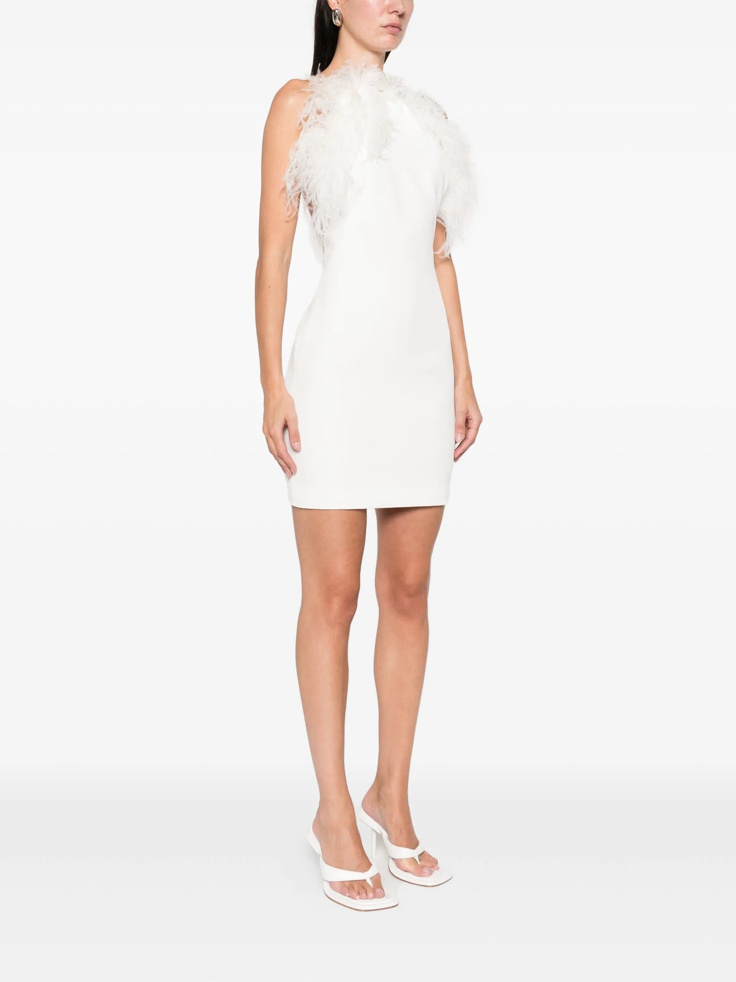 feather-trim mini dress