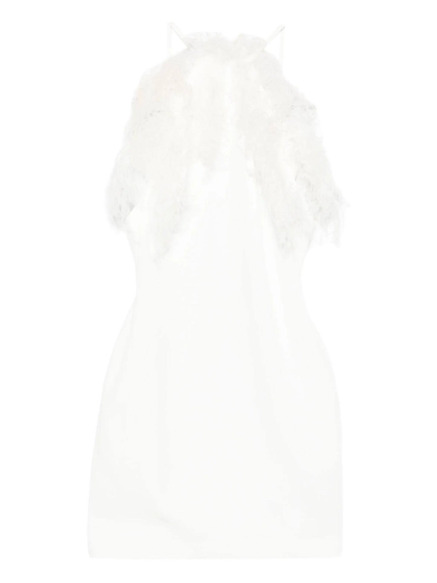 feather-trim mini dress