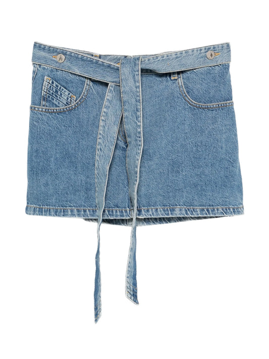 belted mini skirt