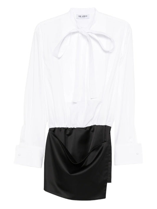 tie-neck long-sleeve mini dress