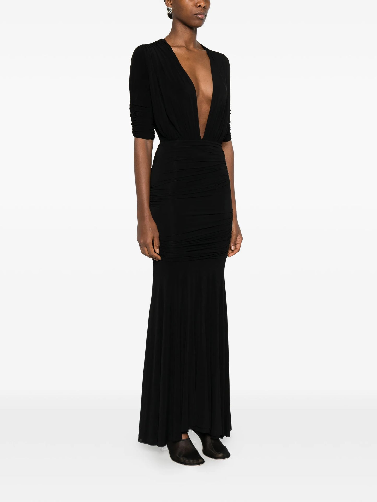 V-neck ruched dress