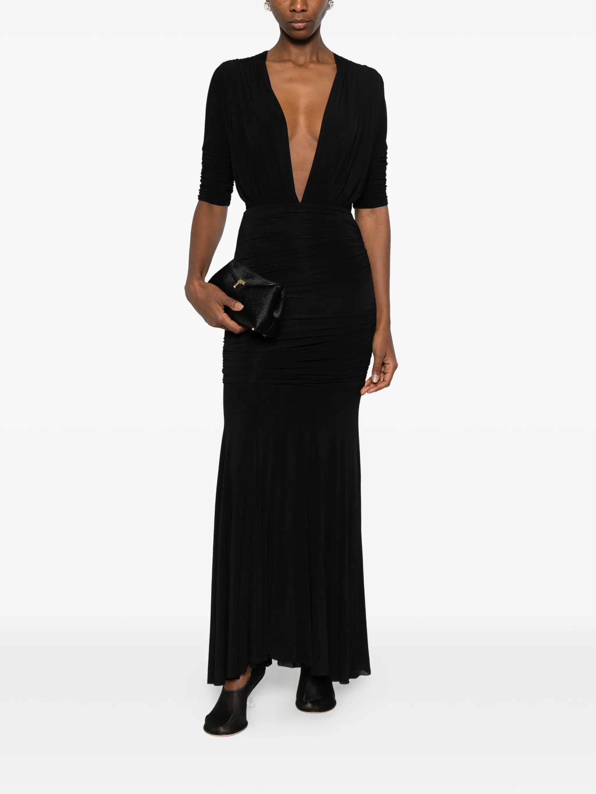 V-neck ruched dress
