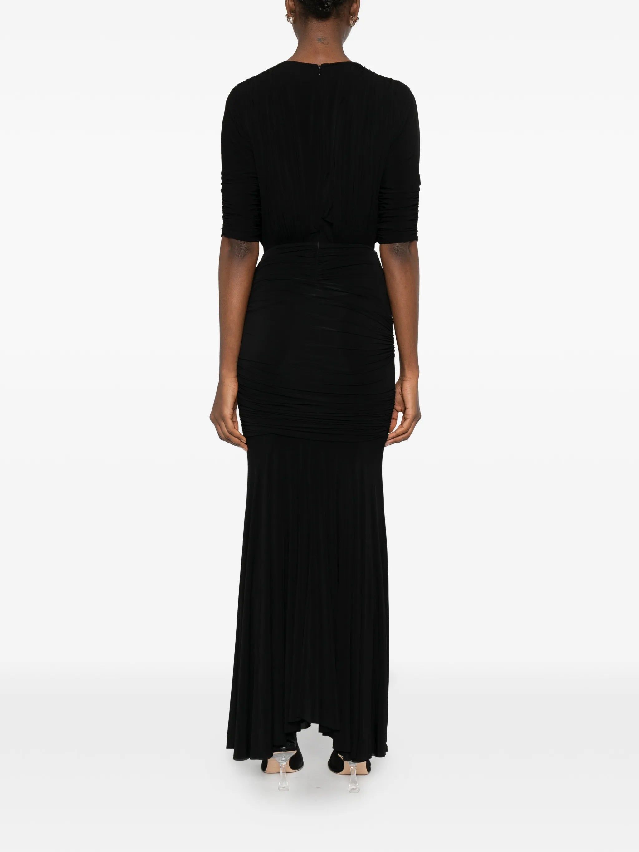V-neck ruched dress