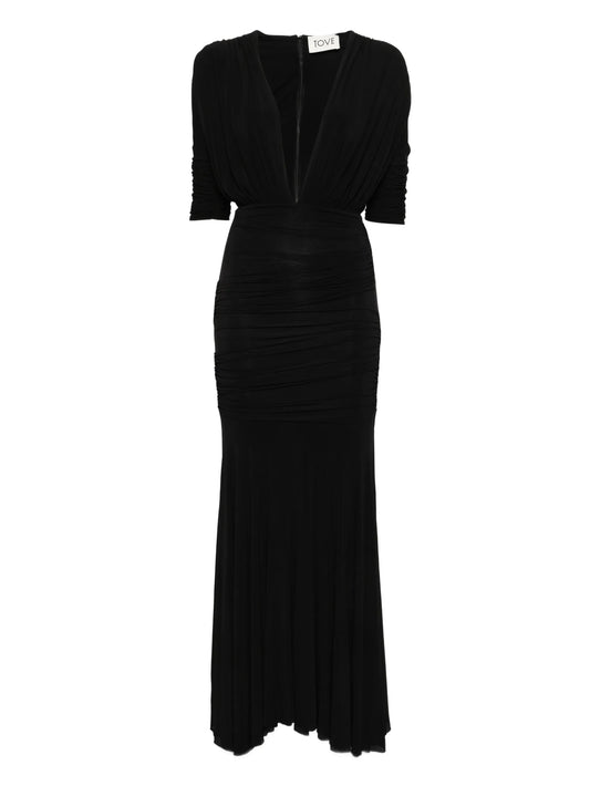 V-neck ruched dress
